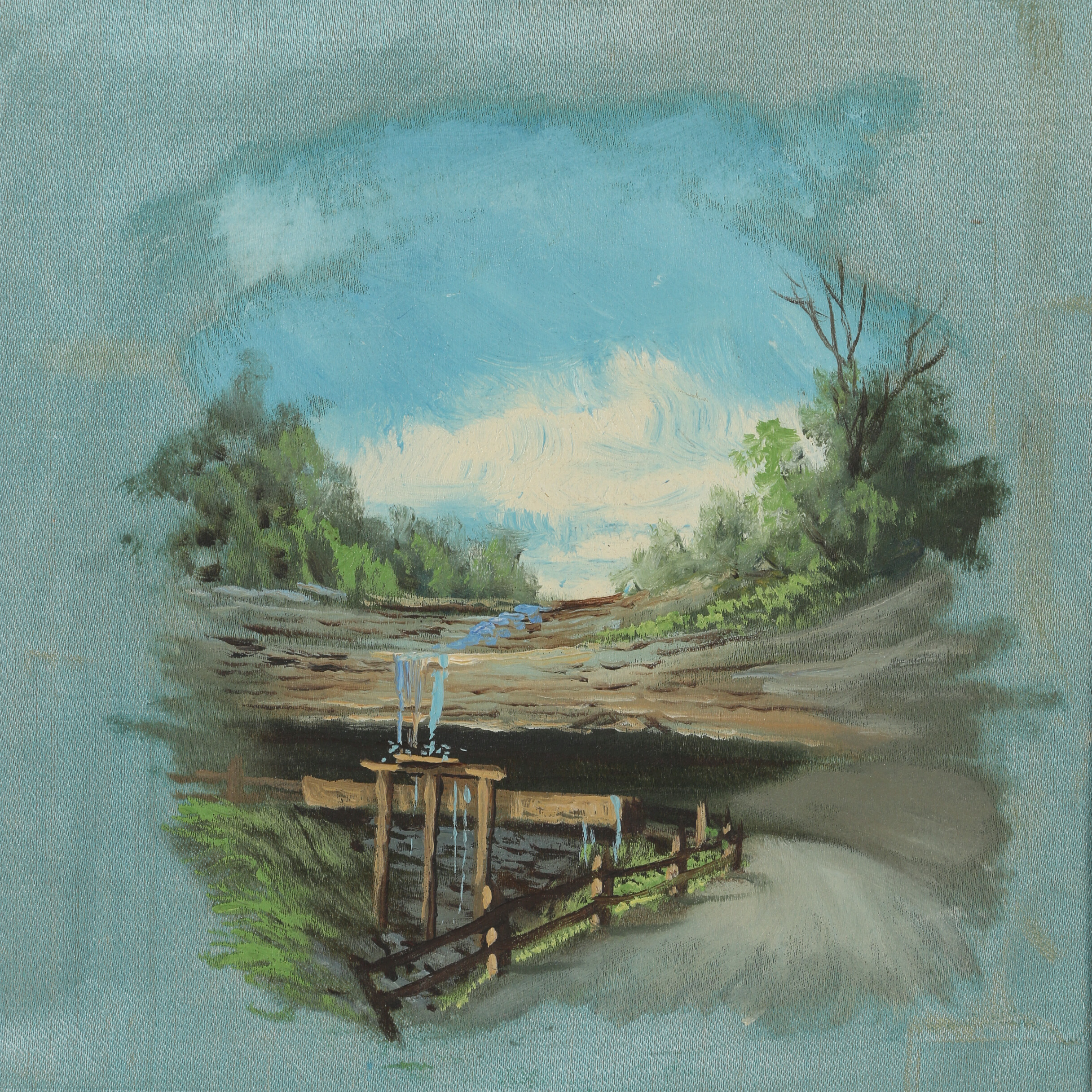 Late 20th Century Oil Paintings on Silk