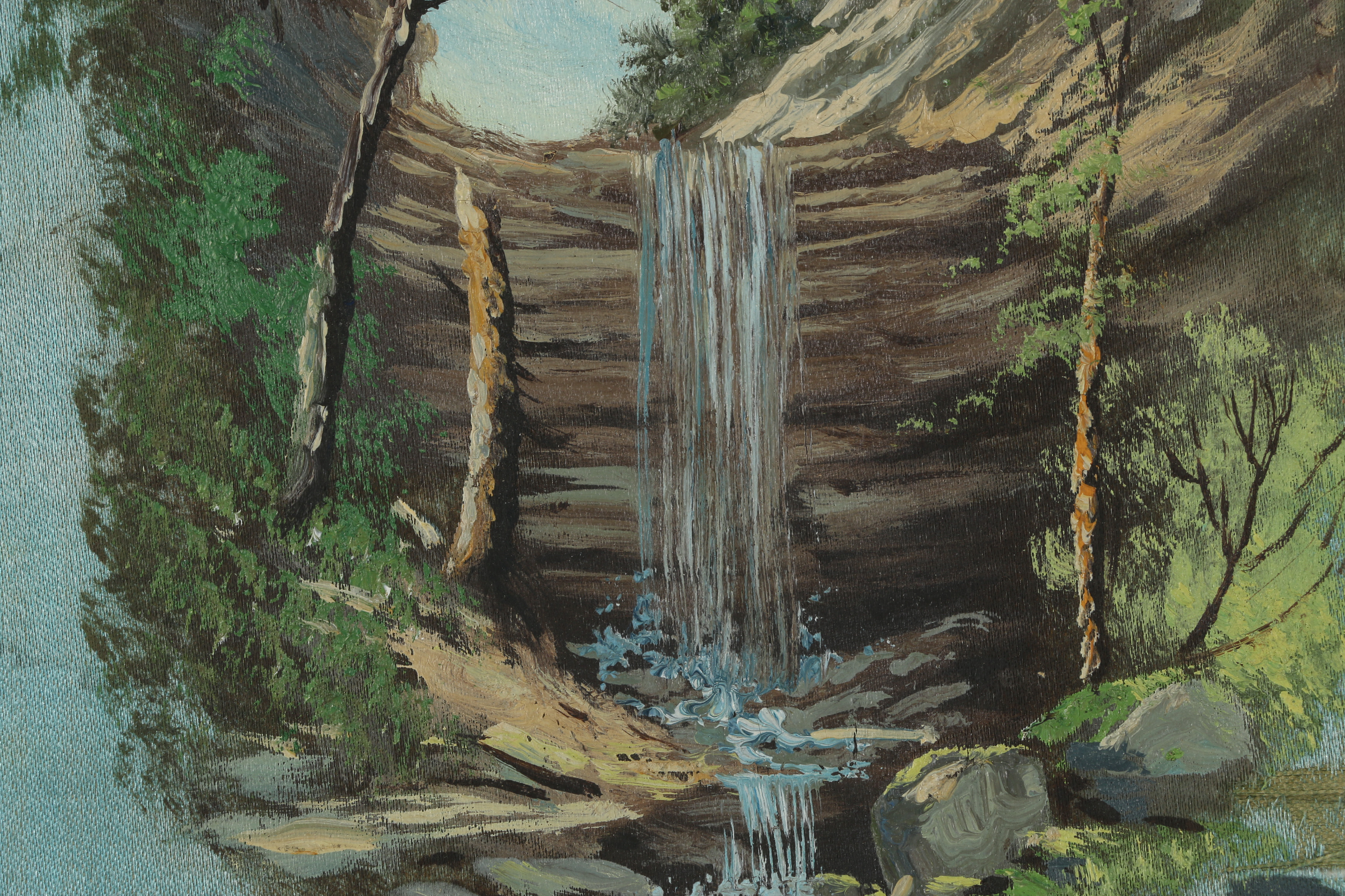 Late 20th Century Oil Paintings on Silk