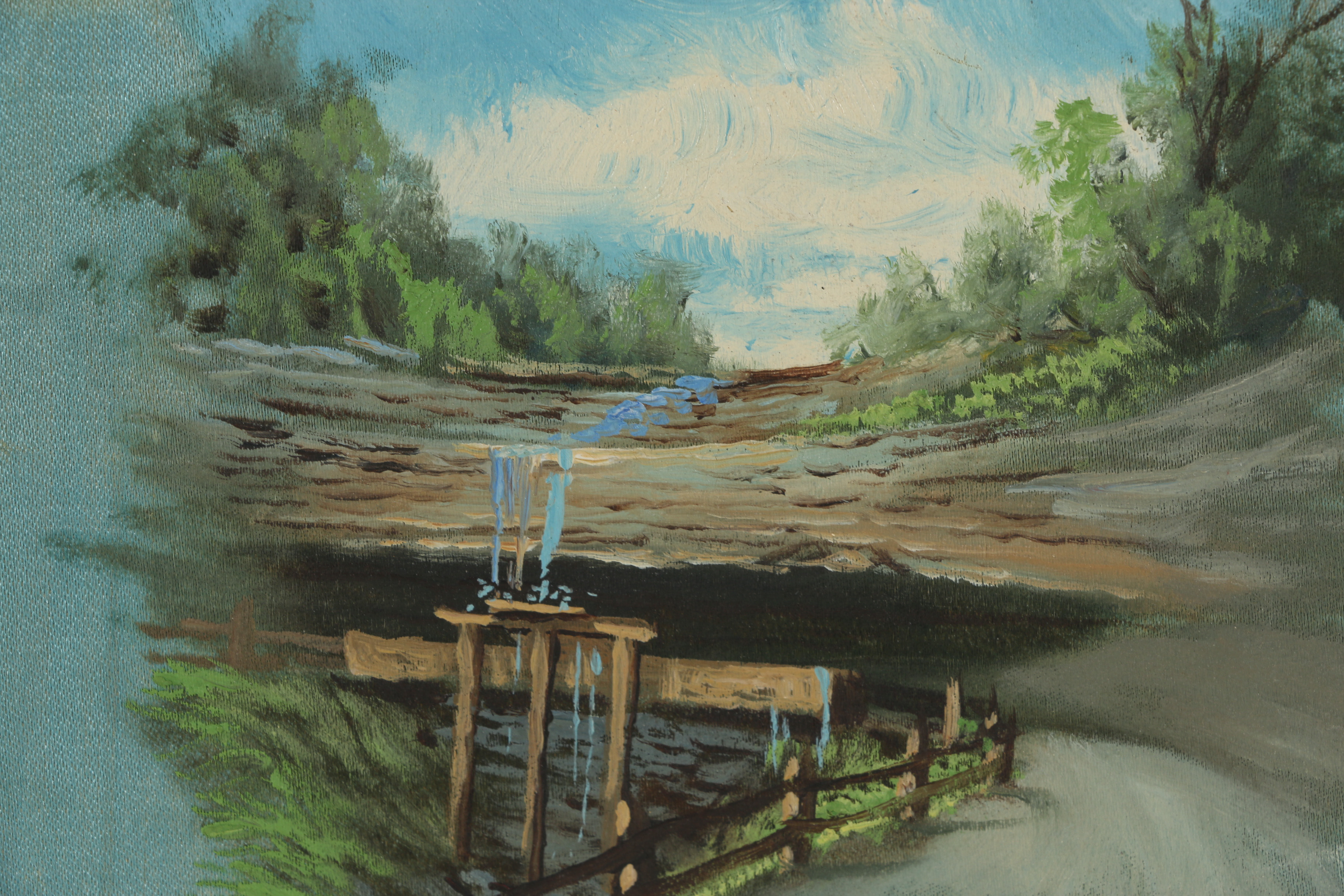 Late 20th Century Oil Paintings on Silk