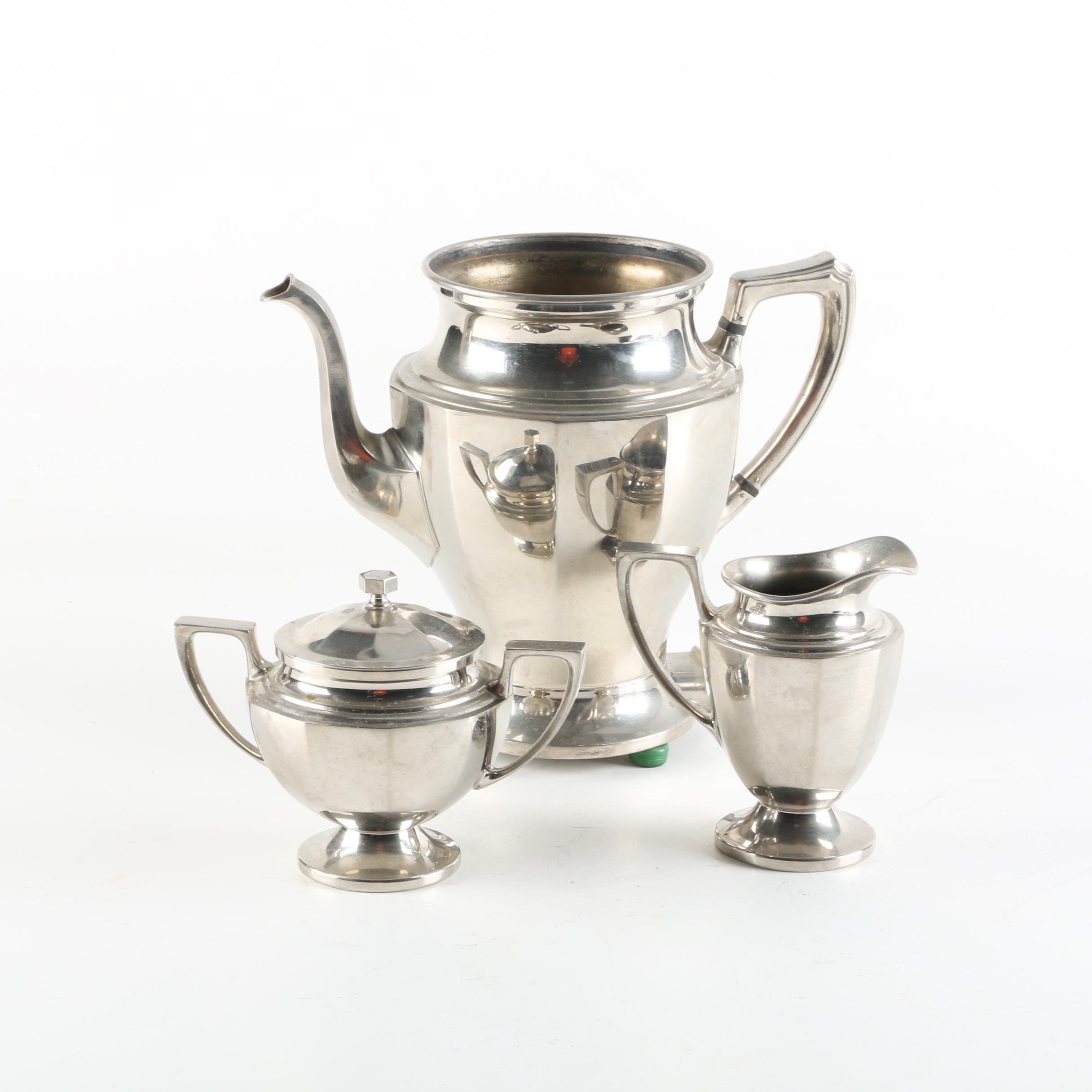 Vintage Universal Electric Silver-Toned Coffee Pot with Creamer and Sugar Bowl