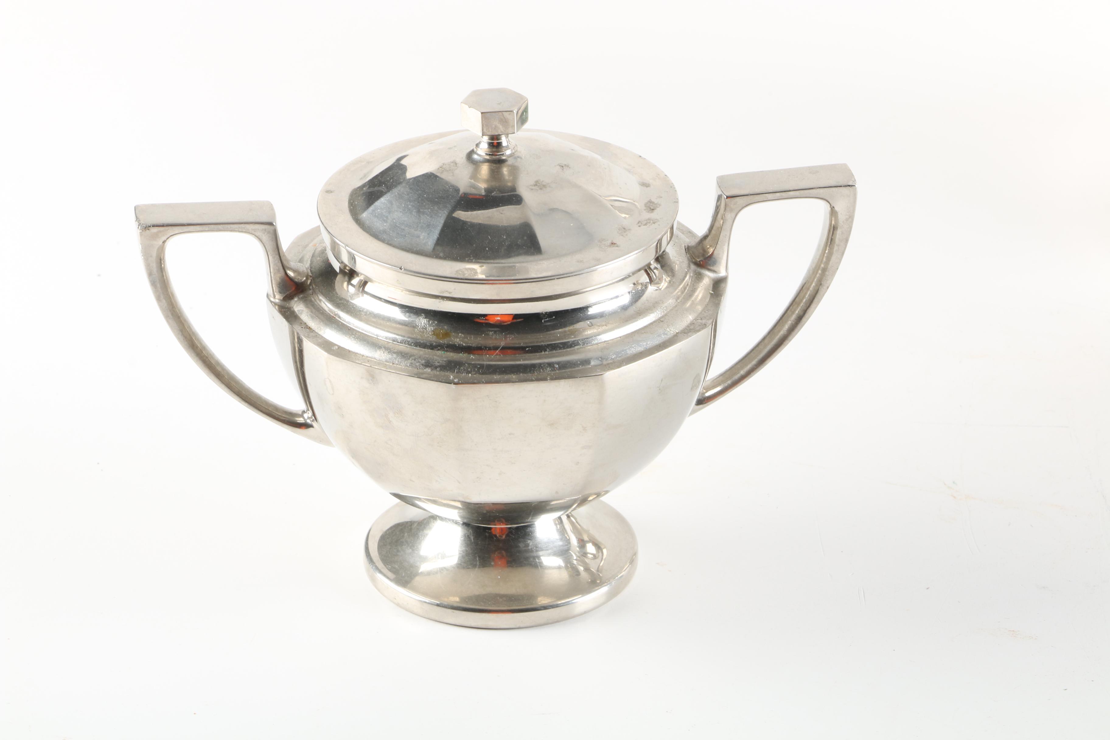 Vintage Universal Electric Silver-Toned Coffee Pot with Creamer and Sugar Bowl