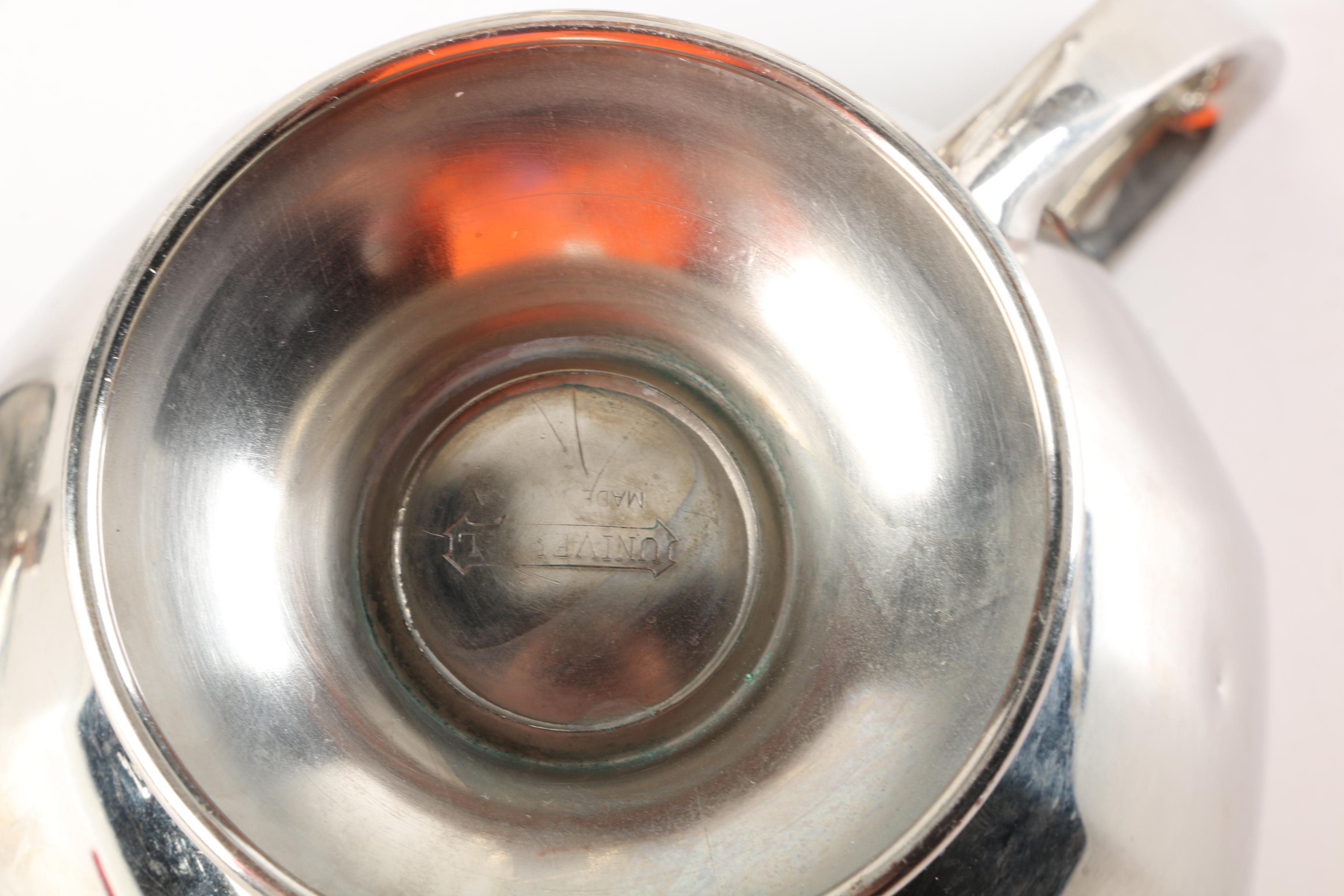 Vintage Universal Electric Silver-Toned Coffee Pot with Creamer and Sugar Bowl