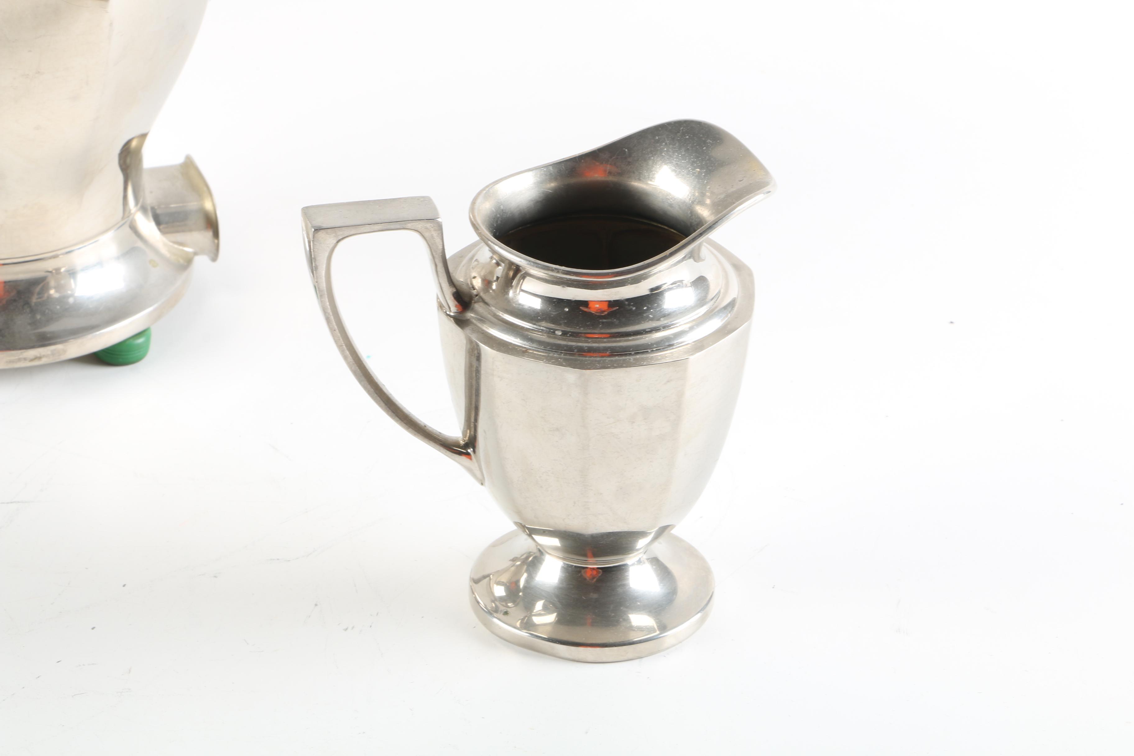Vintage Universal Electric Silver-Toned Coffee Pot with Creamer and Sugar Bowl