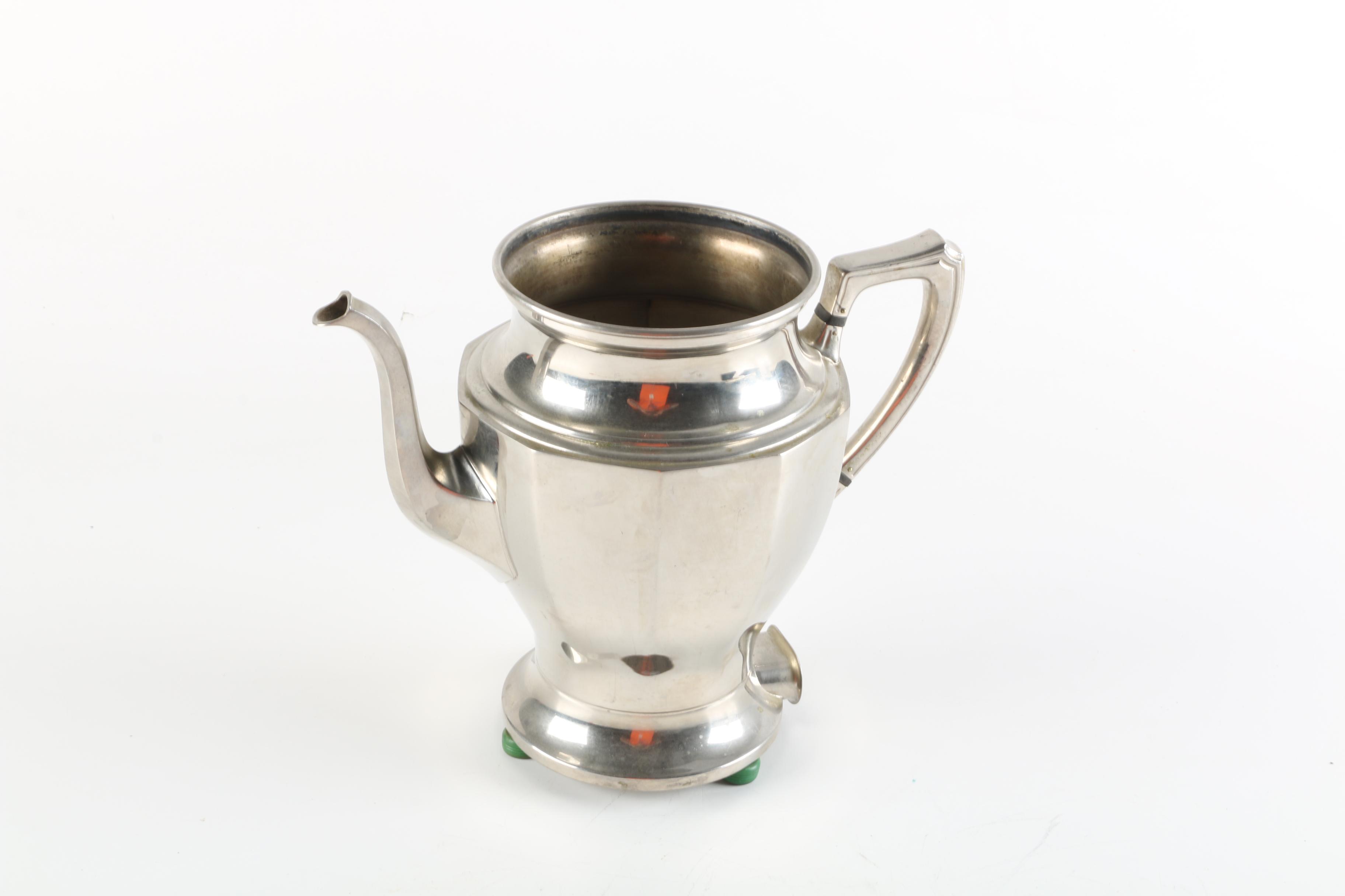 Vintage Universal Electric Silver-Toned Coffee Pot with Creamer and Sugar Bowl