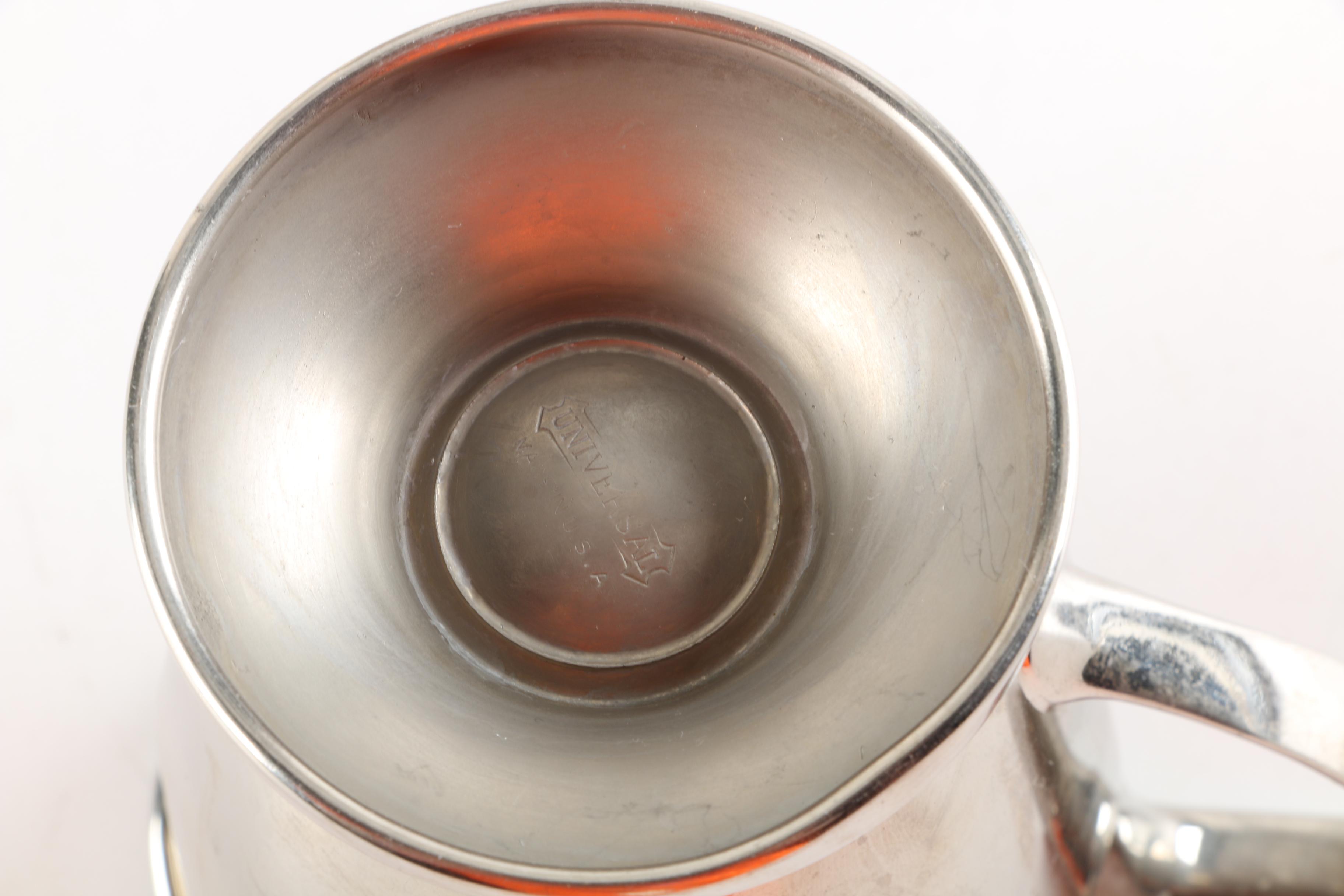 Vintage Universal Electric Silver-Toned Coffee Pot with Creamer and Sugar Bowl