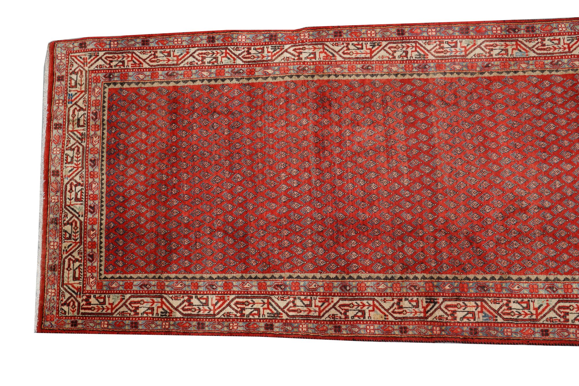 Hand-Knotted Persian Everu Wool Carpet Runner