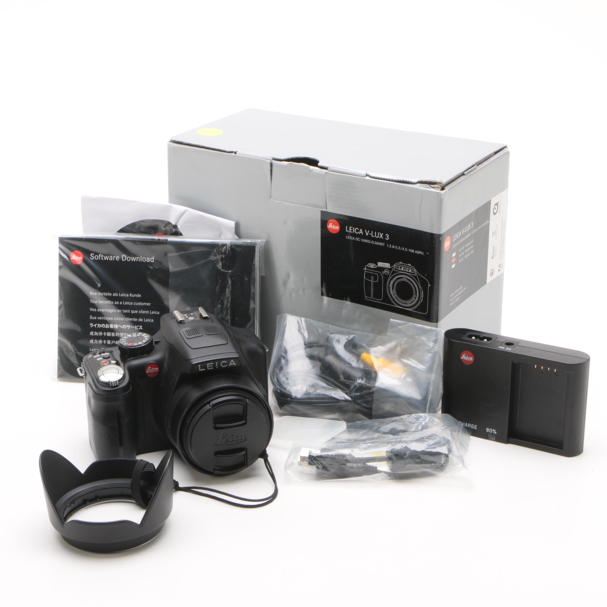 Leica V-LUX 3 12.1-Megapixel CMOS Digital Camera with Accessories and Box