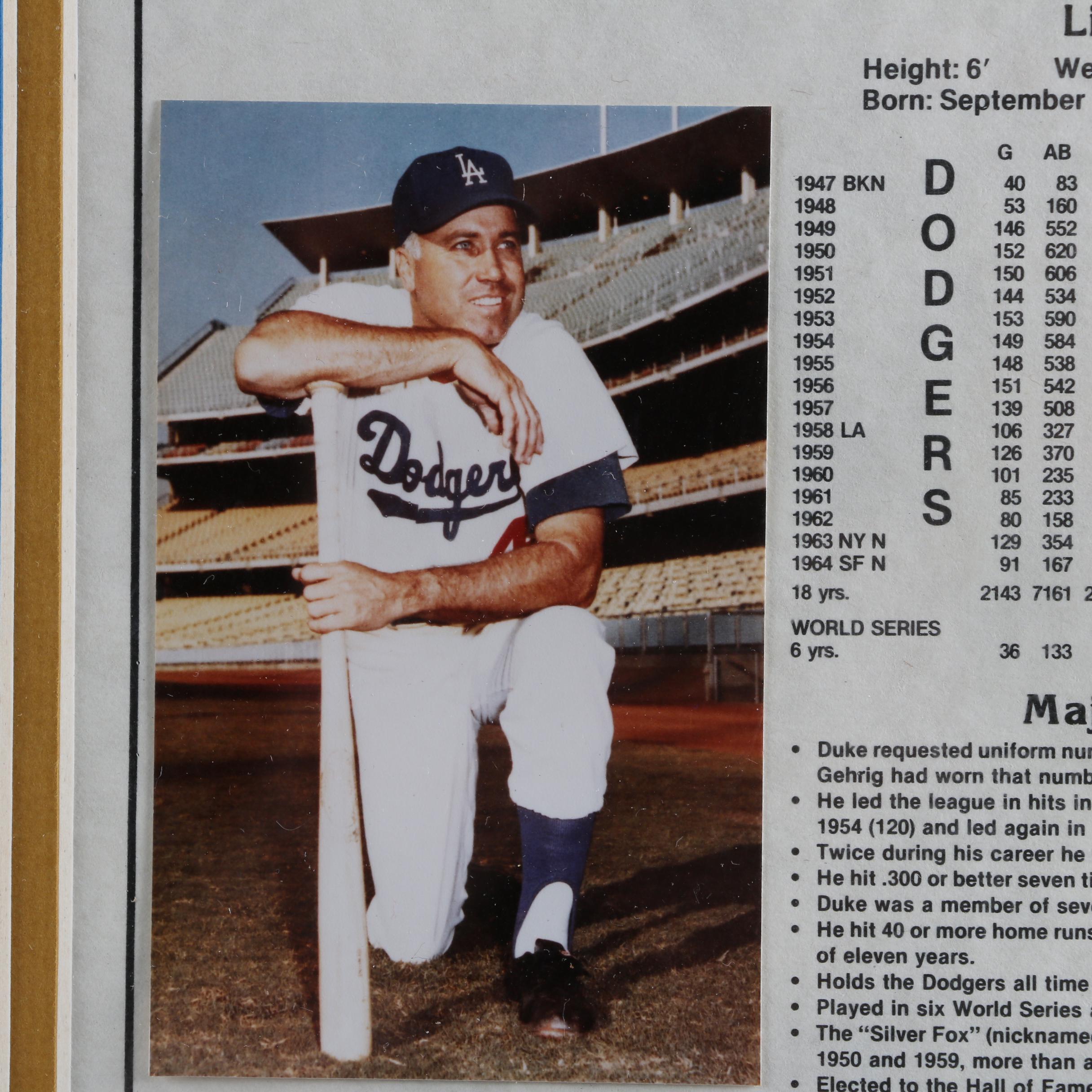 Duke Snider Autographed Display and Topps Turkey Red Card