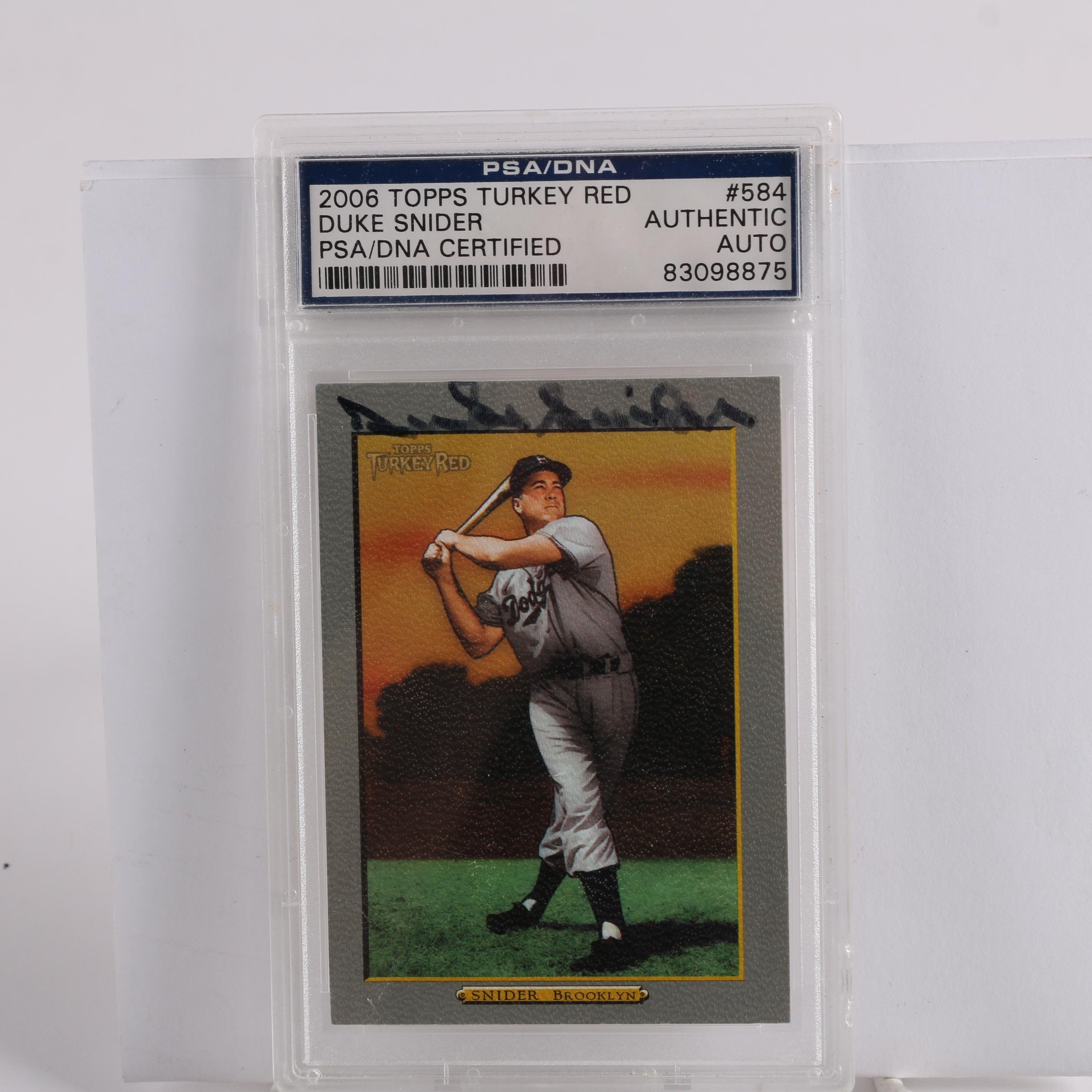 Duke Snider Autographed Display and Topps Turkey Red Card