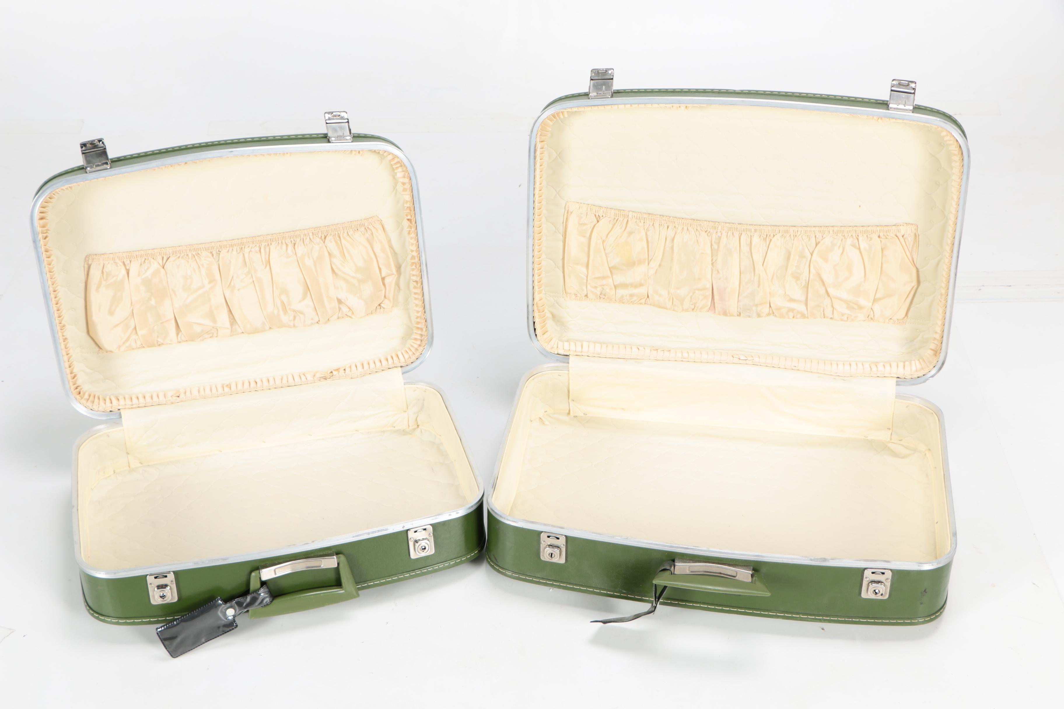 Vintage Green Vinyl Luggage Set