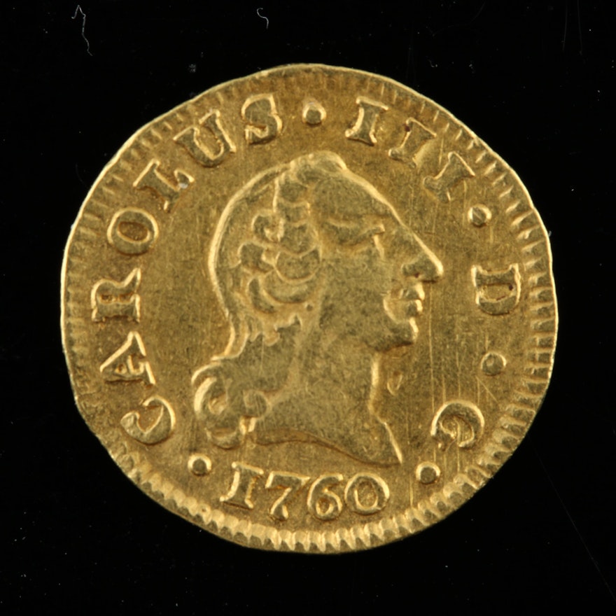 1760 Carlos III 1/2 Escudo Gold Coin