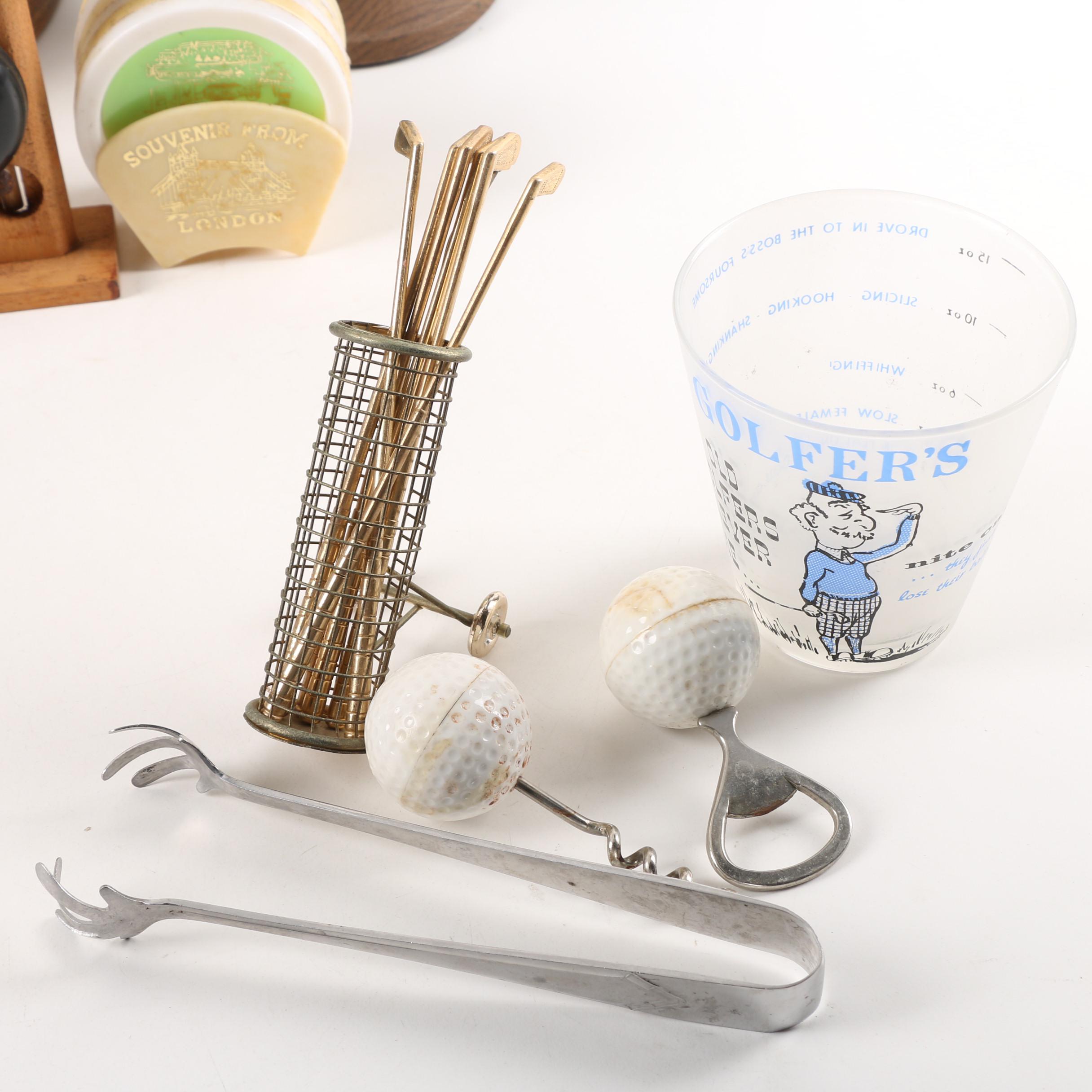 Vintage Barware Including Bowler's Ice Pail and Bacova Guild Ice Bucket