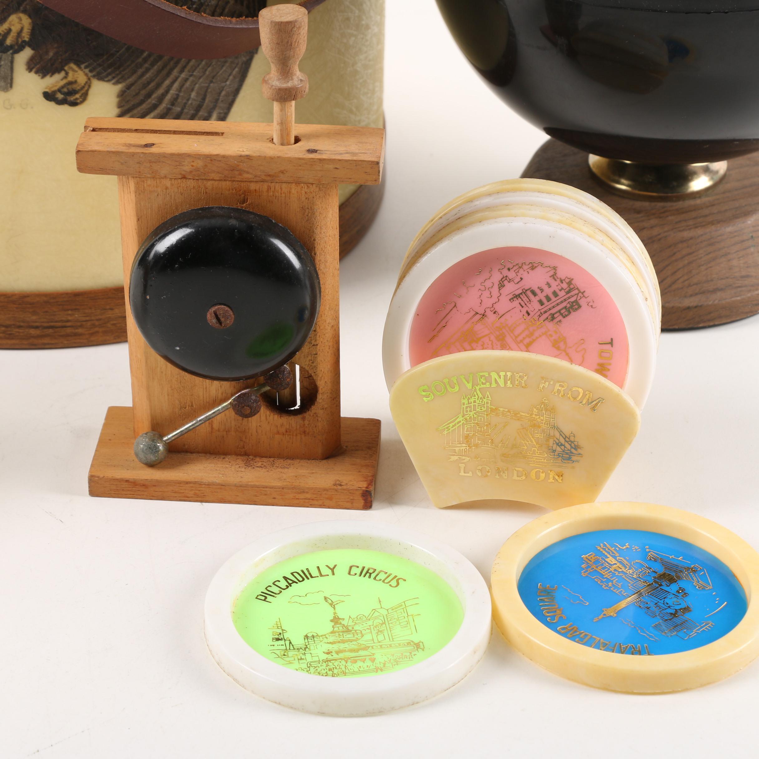 Vintage Barware Including Bowler's Ice Pail and Bacova Guild Ice Bucket