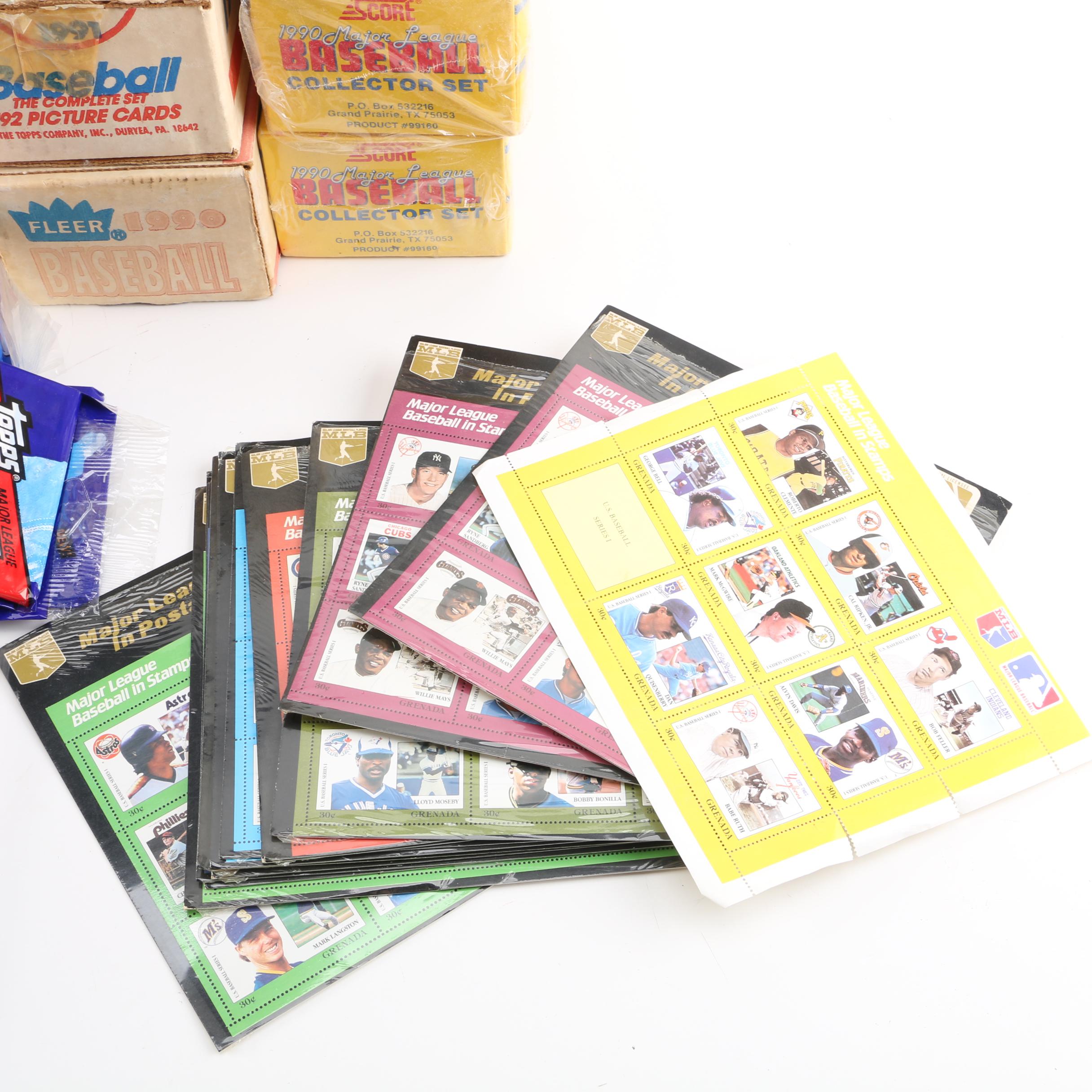 1980s and 90s Baseball Cards and Stamps, Including Topps, Fleer and More