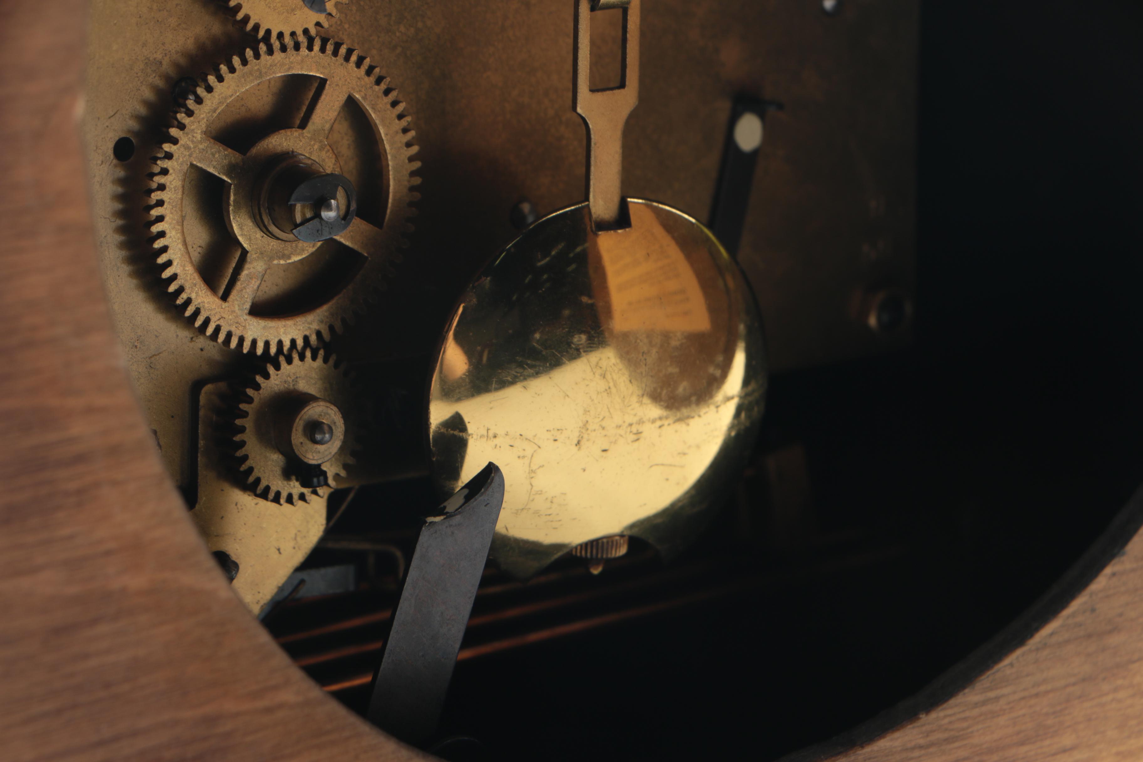 Vintage Linden Tambour Mantel Clock by Cuckoo Clock Mfg. Co.