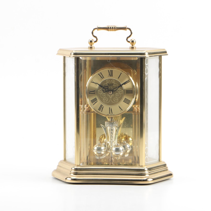 Bulova German Brass Finished Metal Carriage Clock