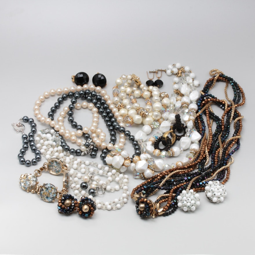 Assorted Imitation Pearl and Glass Costume Jewelry