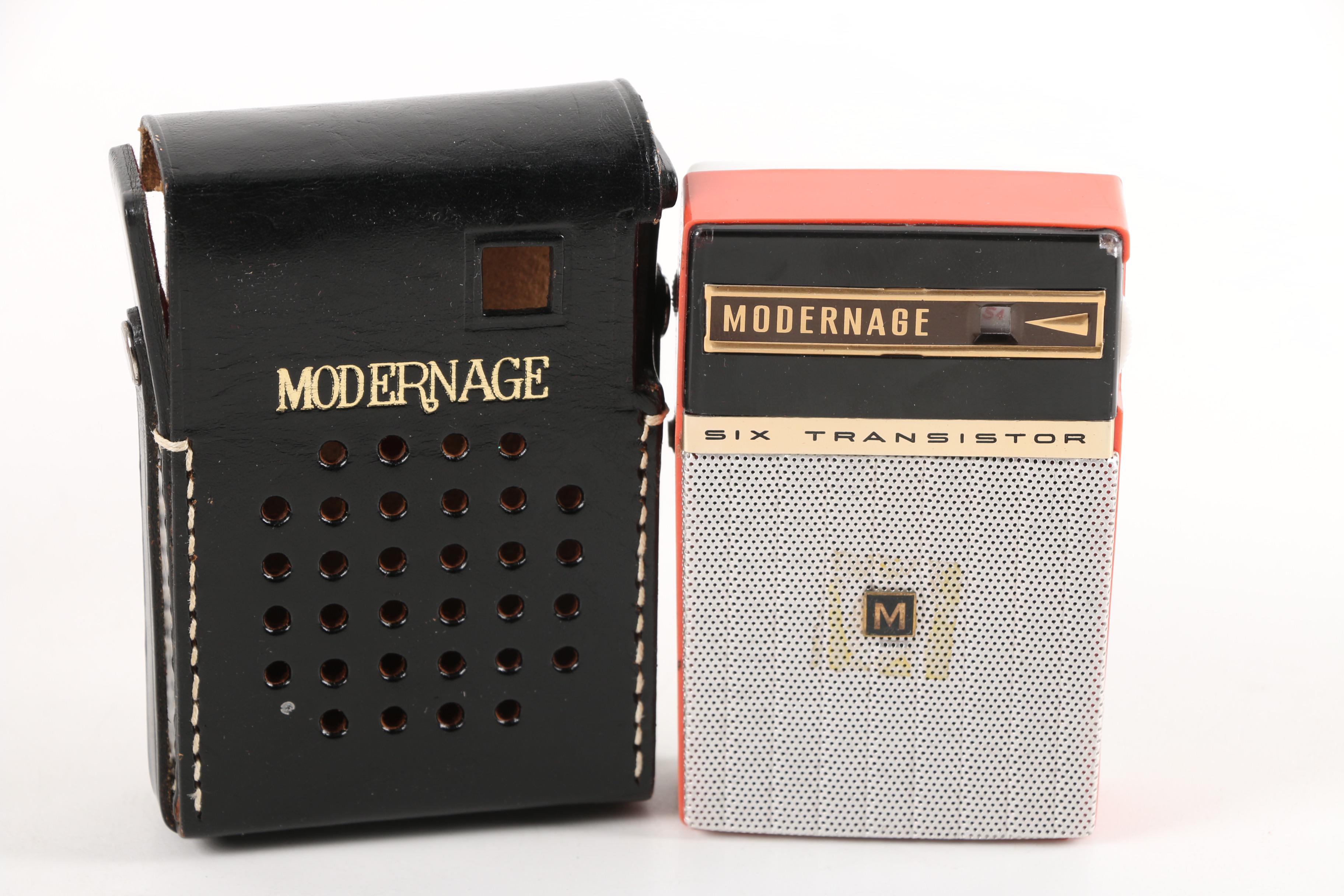 1970s Seth Thomas "Poise" Alarm Clock and Modernage Six Transistor Radio