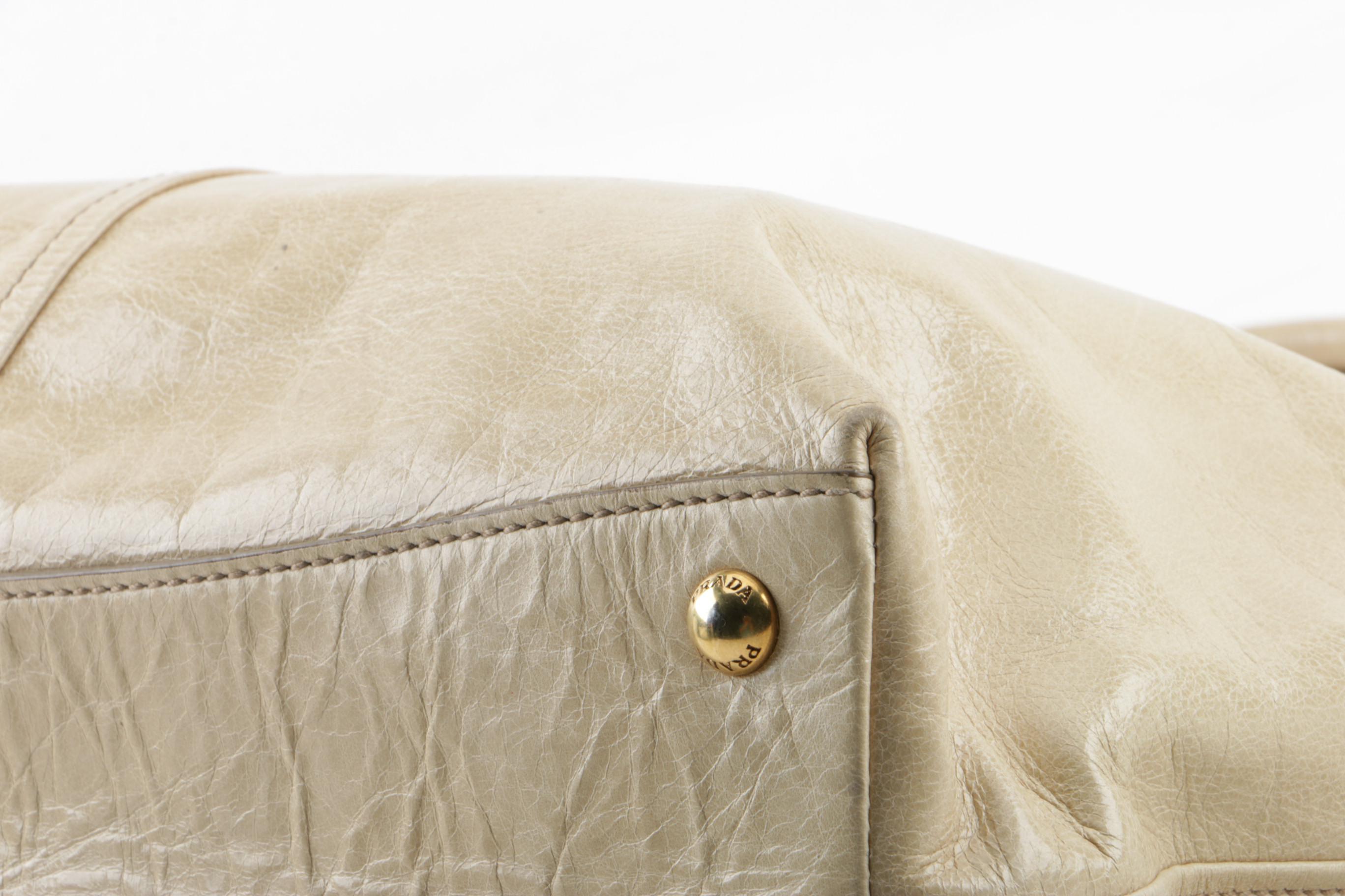 Prada Beige Leather Tote Bag