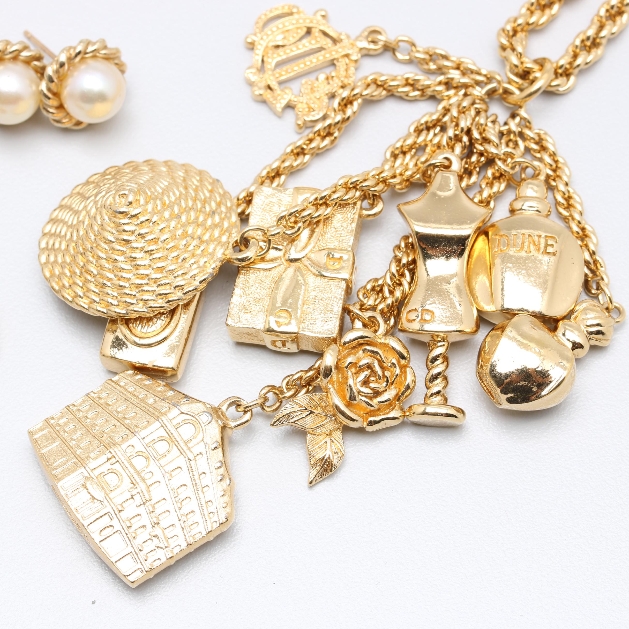 Vintage Christian Dior Costume Imitation Pearl and Imitation Lapis Lazuli Jewery