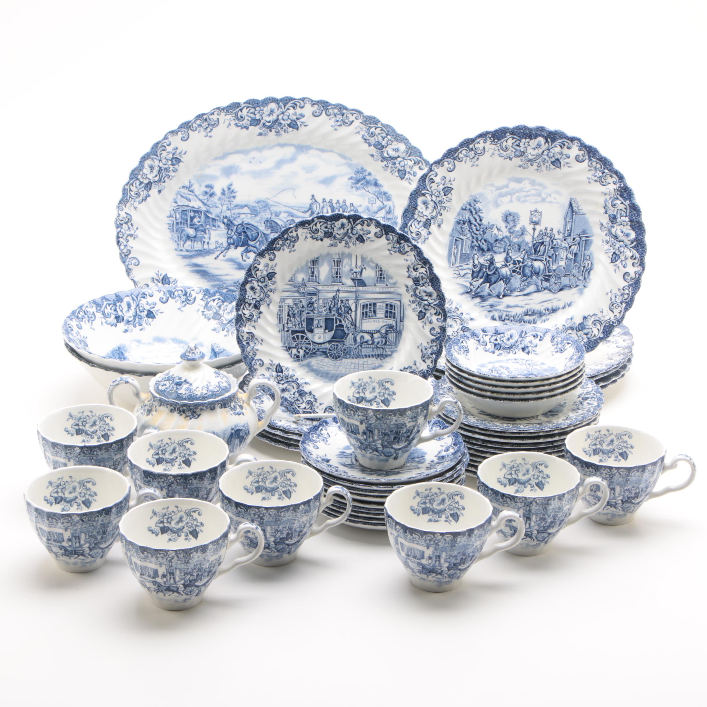 Johnson Brothers "Coaching Scenes Blue" Ironstone Dinnerware