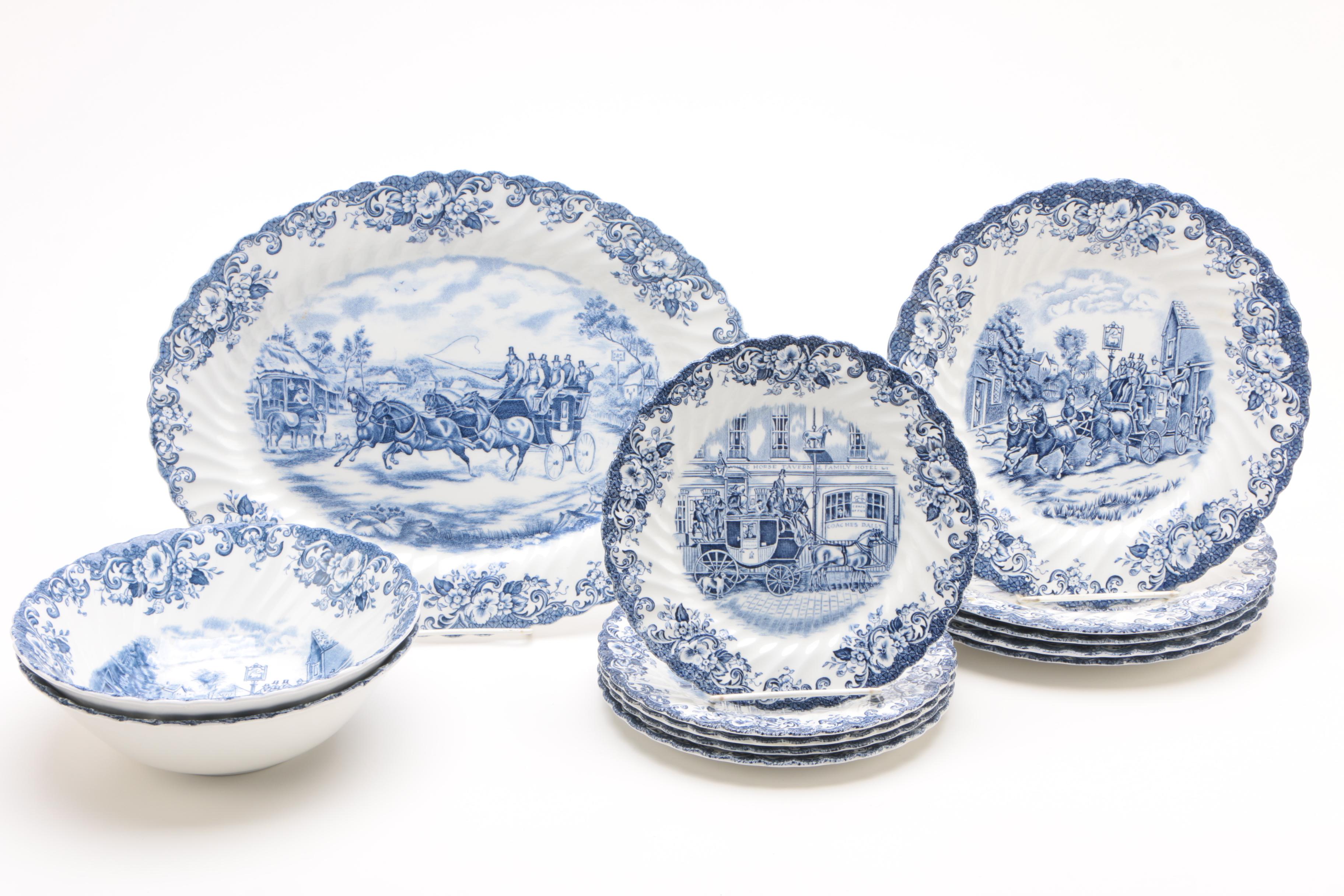 Johnson Brothers "Coaching Scenes Blue" Ironstone Dinnerware
