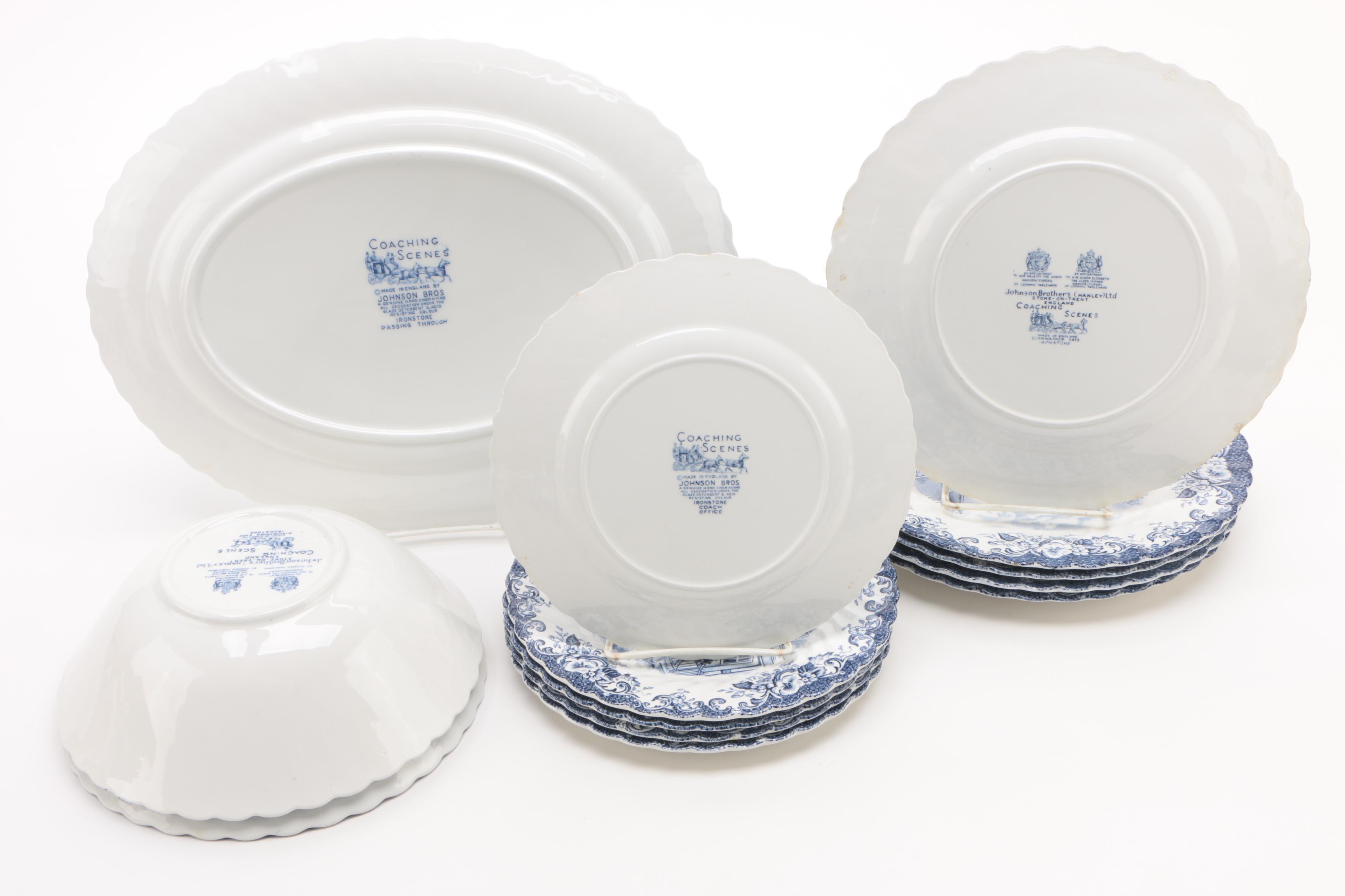 Johnson Brothers "Coaching Scenes Blue" Ironstone Dinnerware