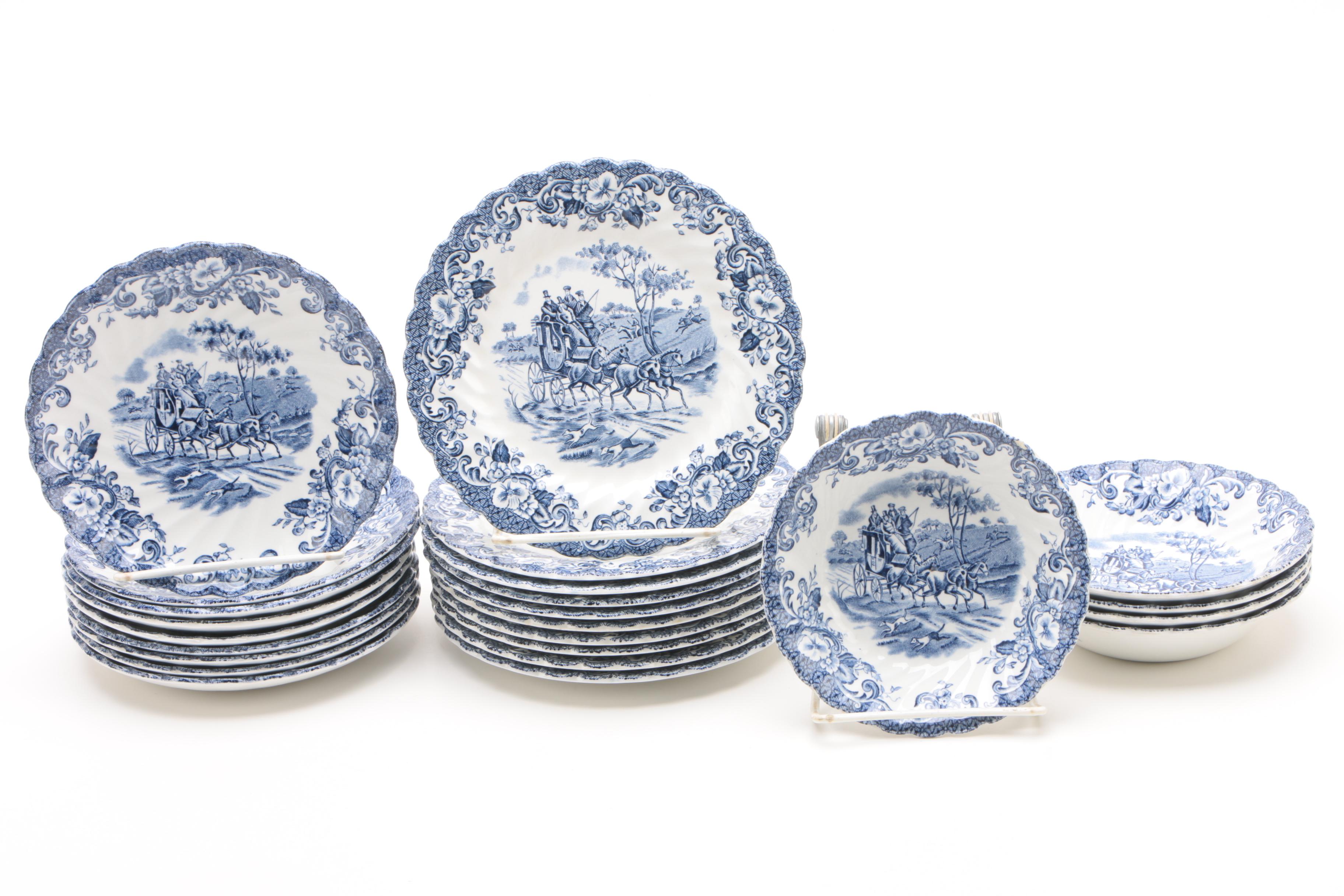 Johnson Brothers "Coaching Scenes Blue" Ironstone Dinnerware