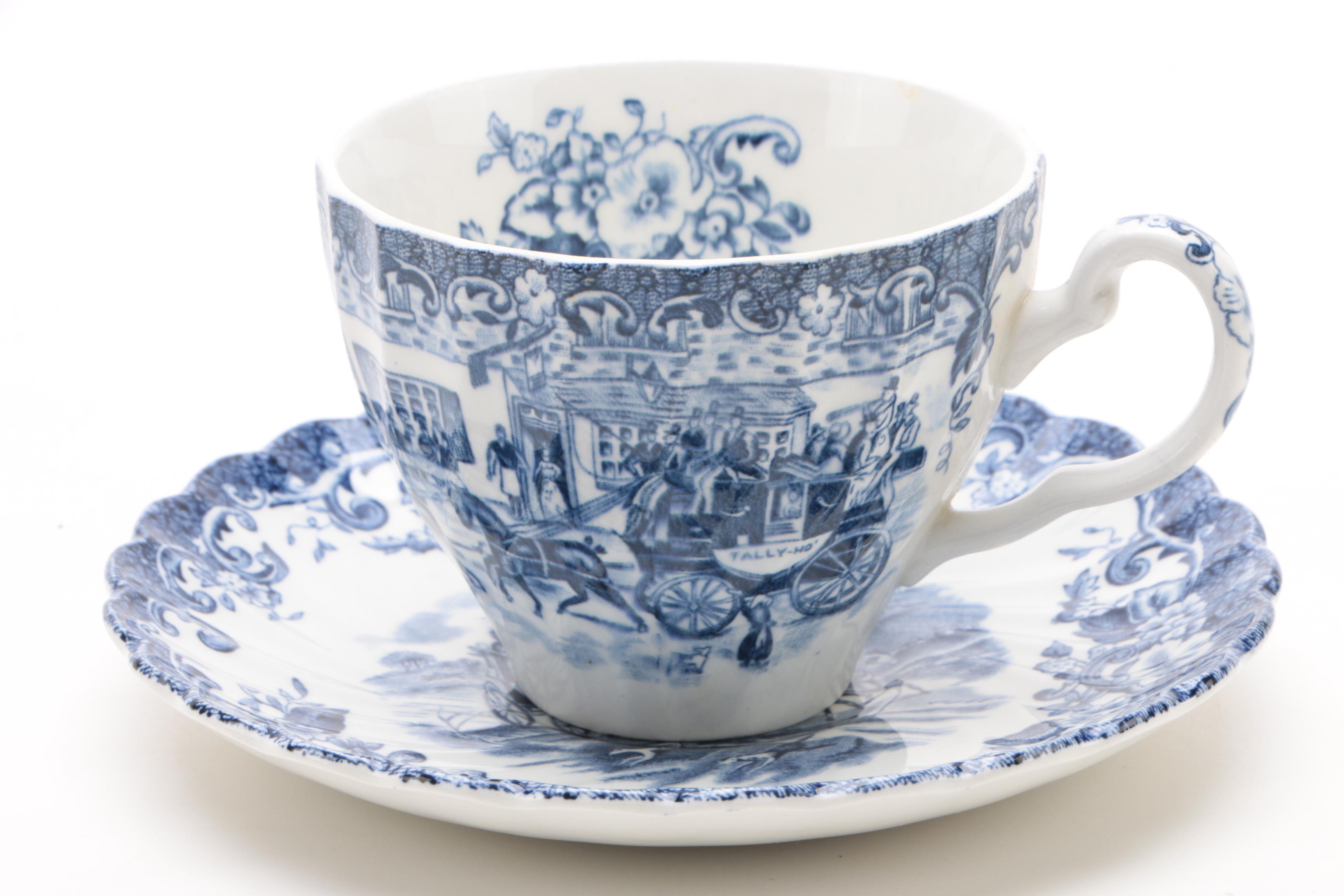 Johnson Brothers "Coaching Scenes Blue" Ironstone Dinnerware