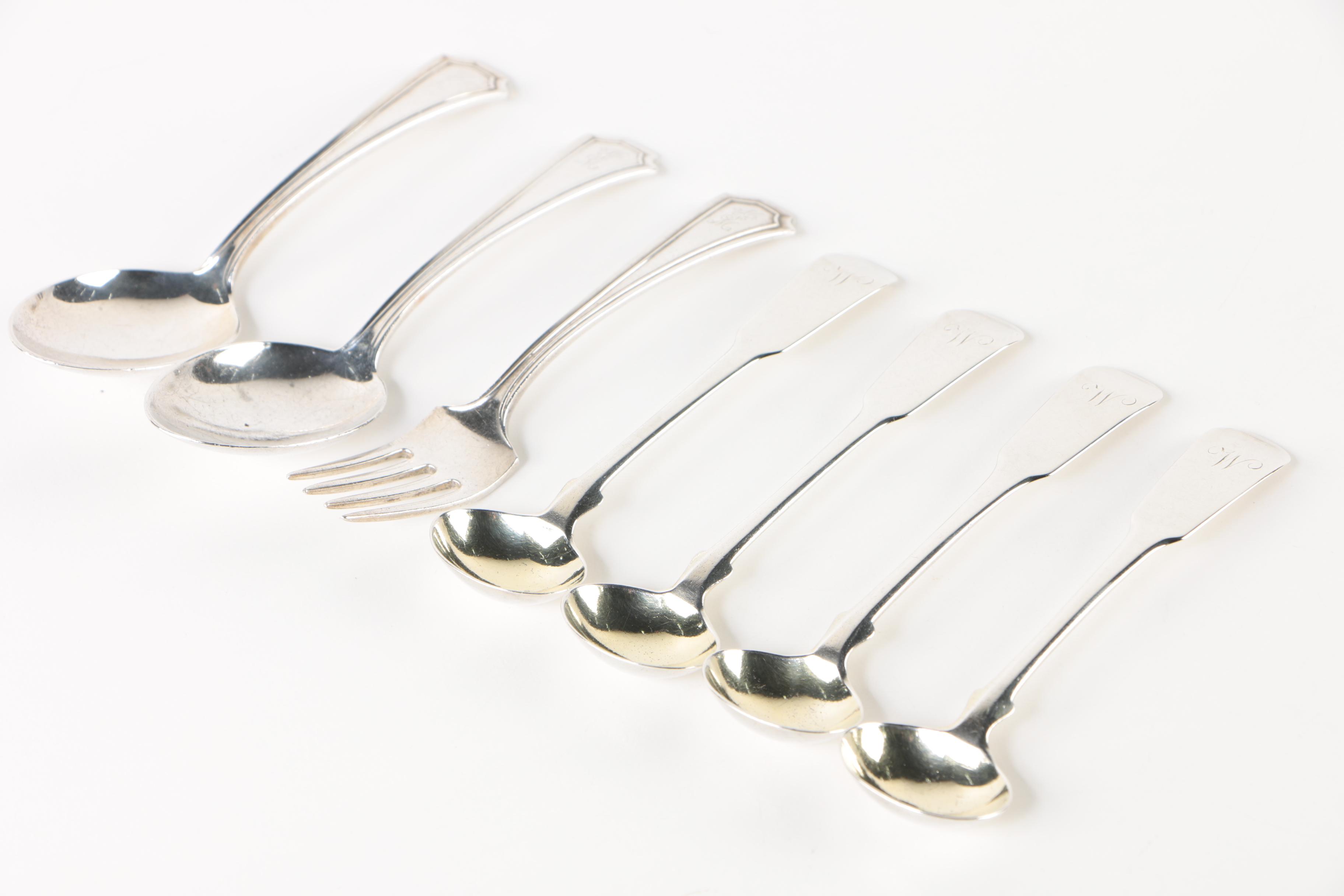 1824 Peter Aitken I Glasgow Sterling Master Salt Spoons with Baby Flatware