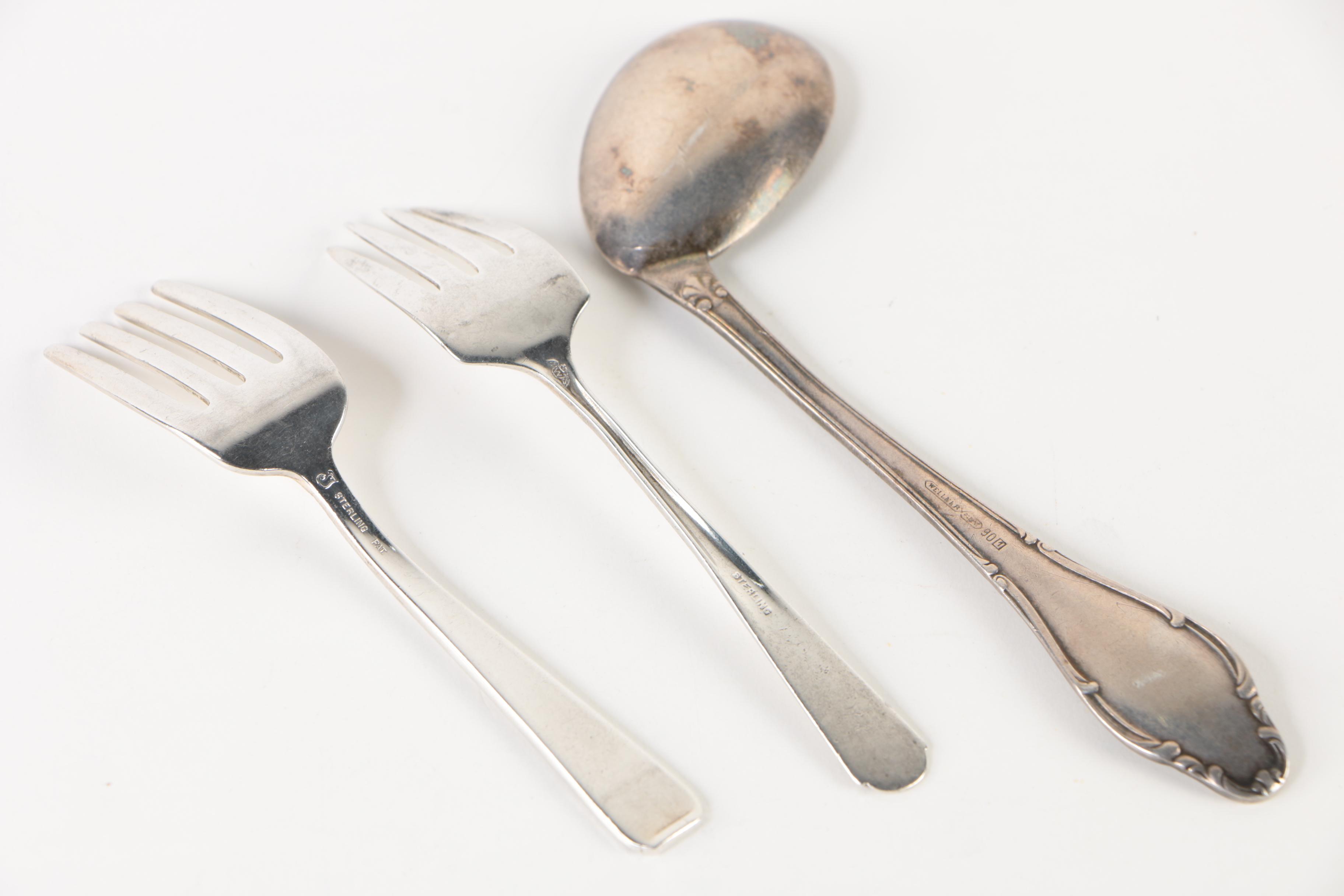 1824 Peter Aitken I Glasgow Sterling Master Salt Spoons with Baby Flatware