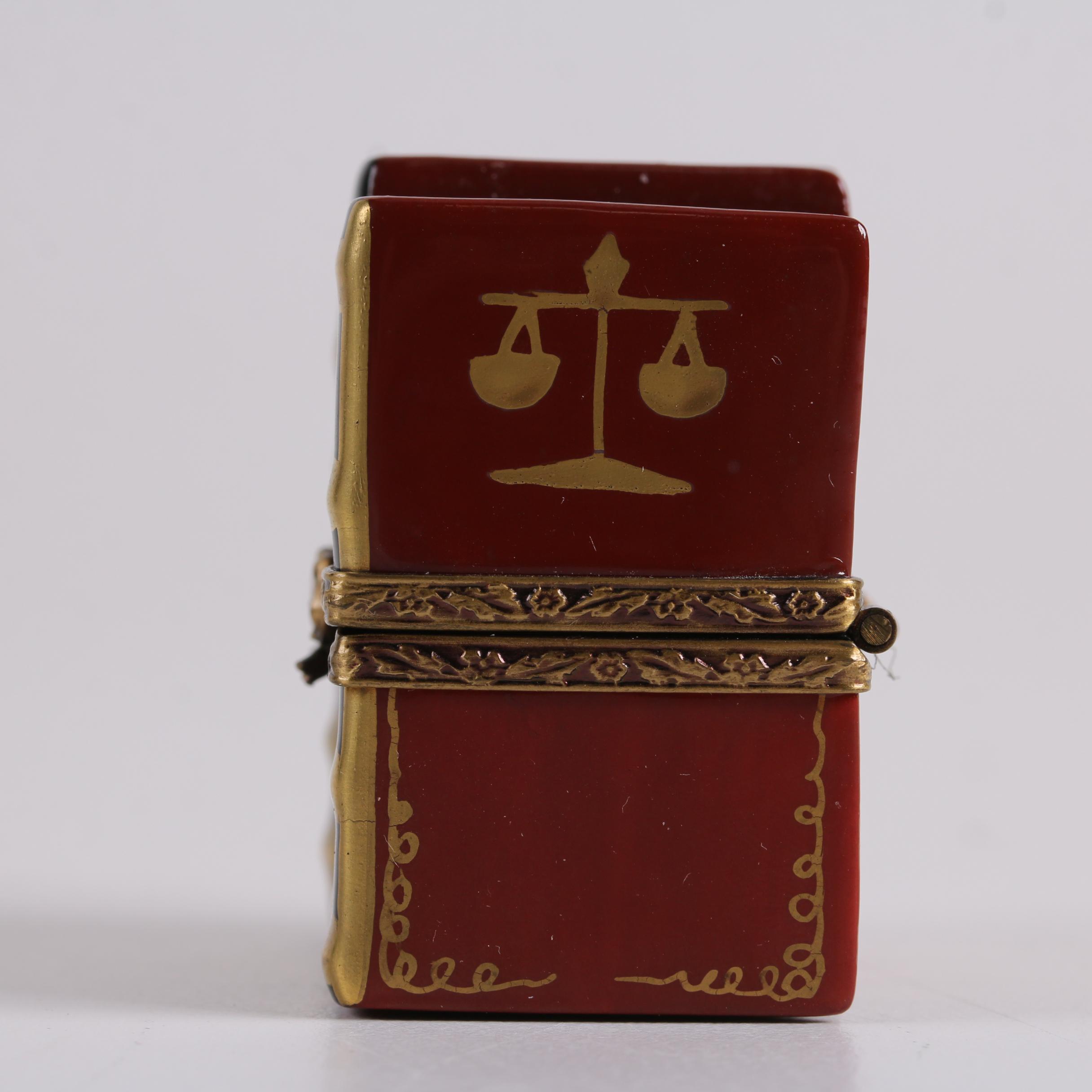 Puy de Dôme Limoges Hand-Painted Limited Edition Book Motif Trinket Box