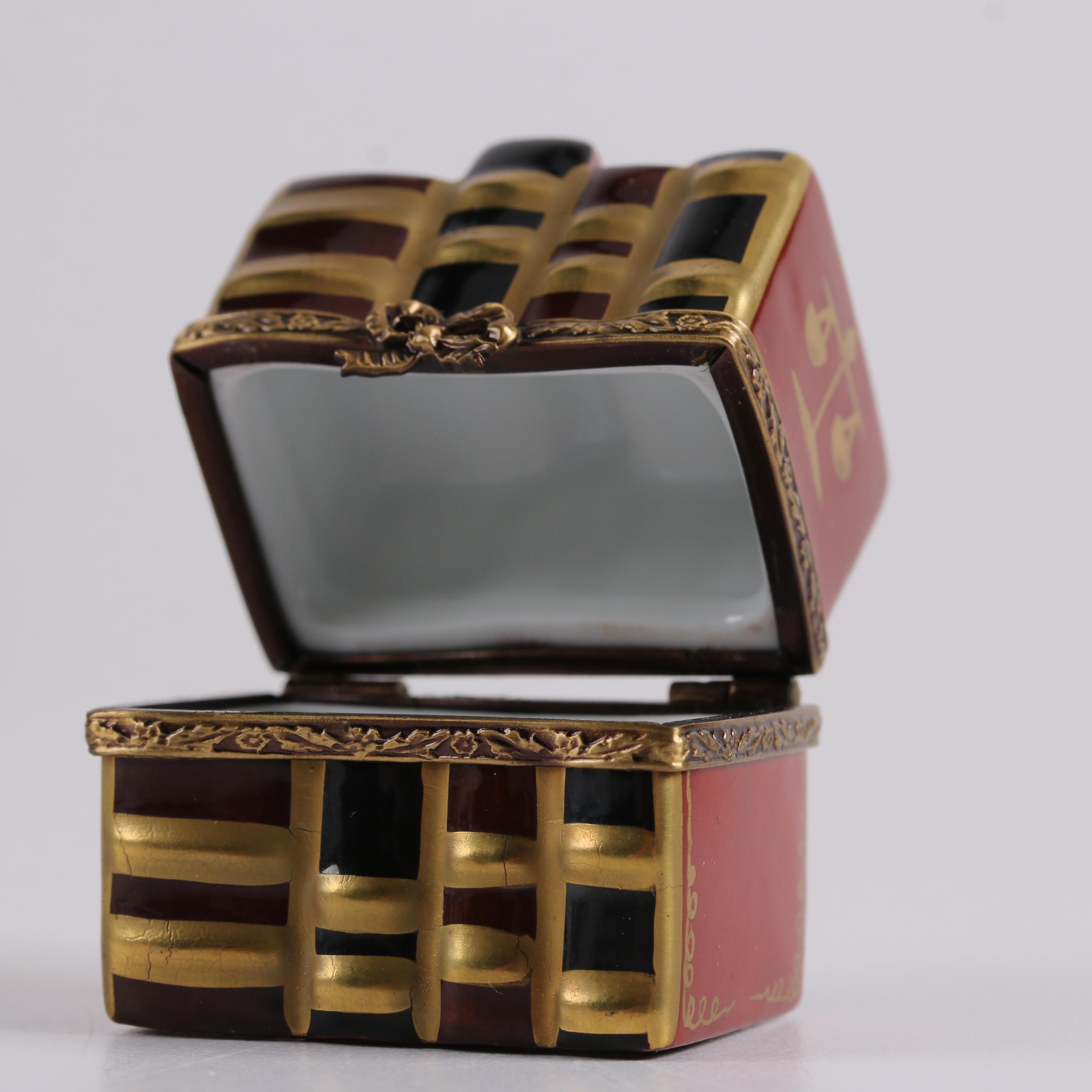 Puy de Dôme Limoges Hand-Painted Limited Edition Book Motif Trinket Box