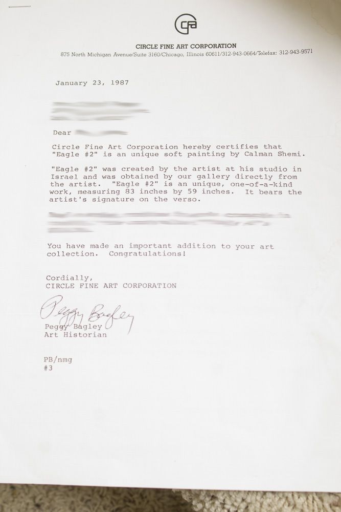 Calman Shemi Handmade Textile Painting "Eagle # 2"