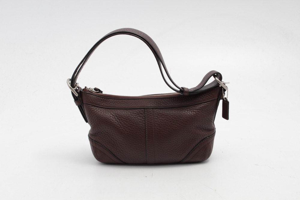 Coach Brown Pebbled Leather Hobo Handbag