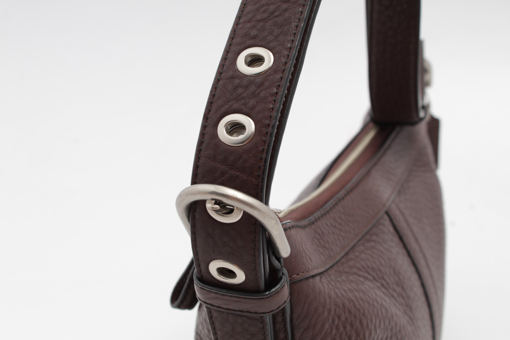 Coach Brown Pebbled Leather Hobo Handbag