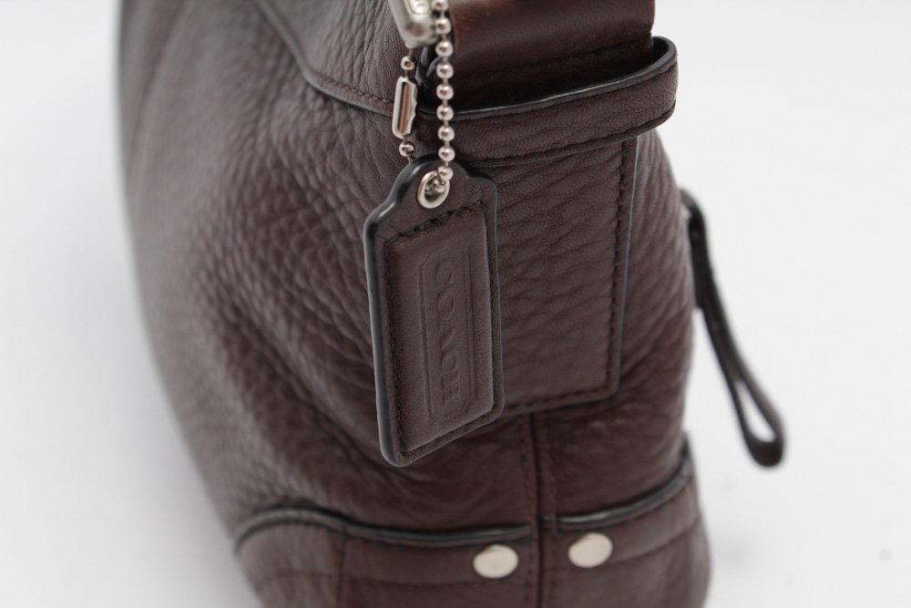 Coach Brown Pebbled Leather Hobo Handbag