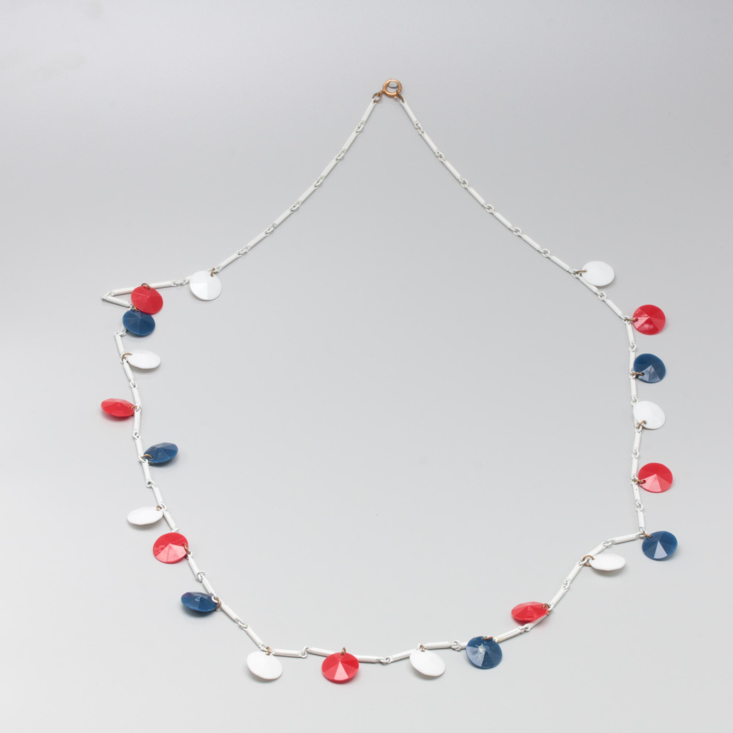 Vintage Circa 1960s Red, White, and Blue Resin Jewelry Assortment