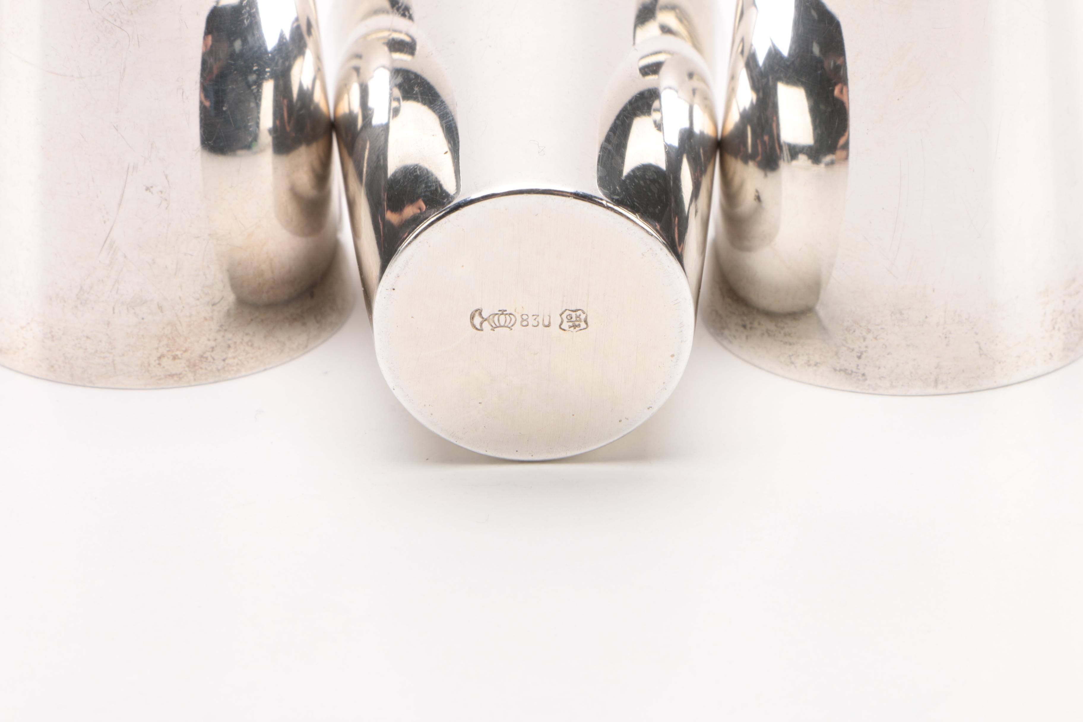 Vintage German 800 and 830 Silver Barware and Tableware