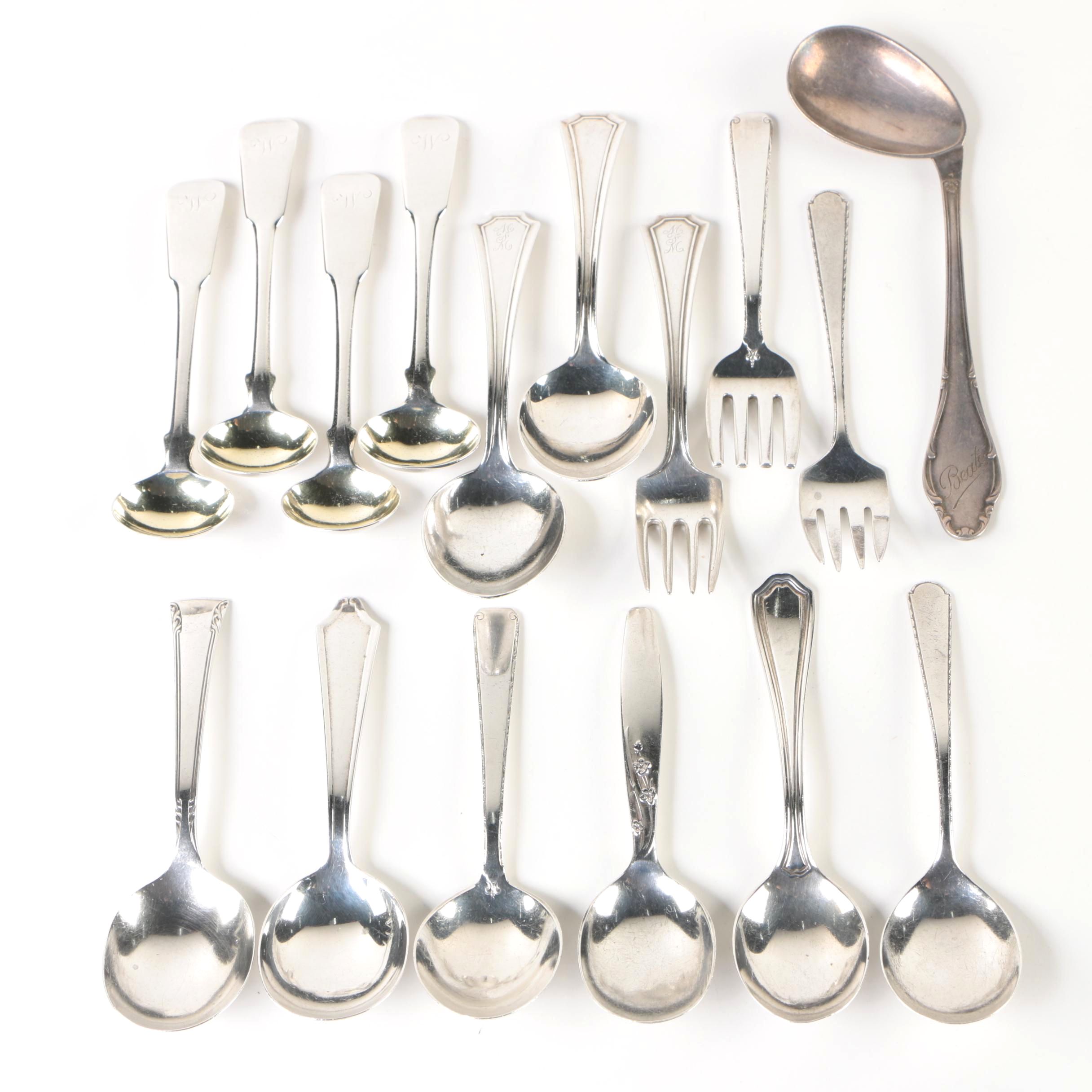 1824 Peter Aitken I Glasgow Sterling Master Salt Spoons with Baby Flatware