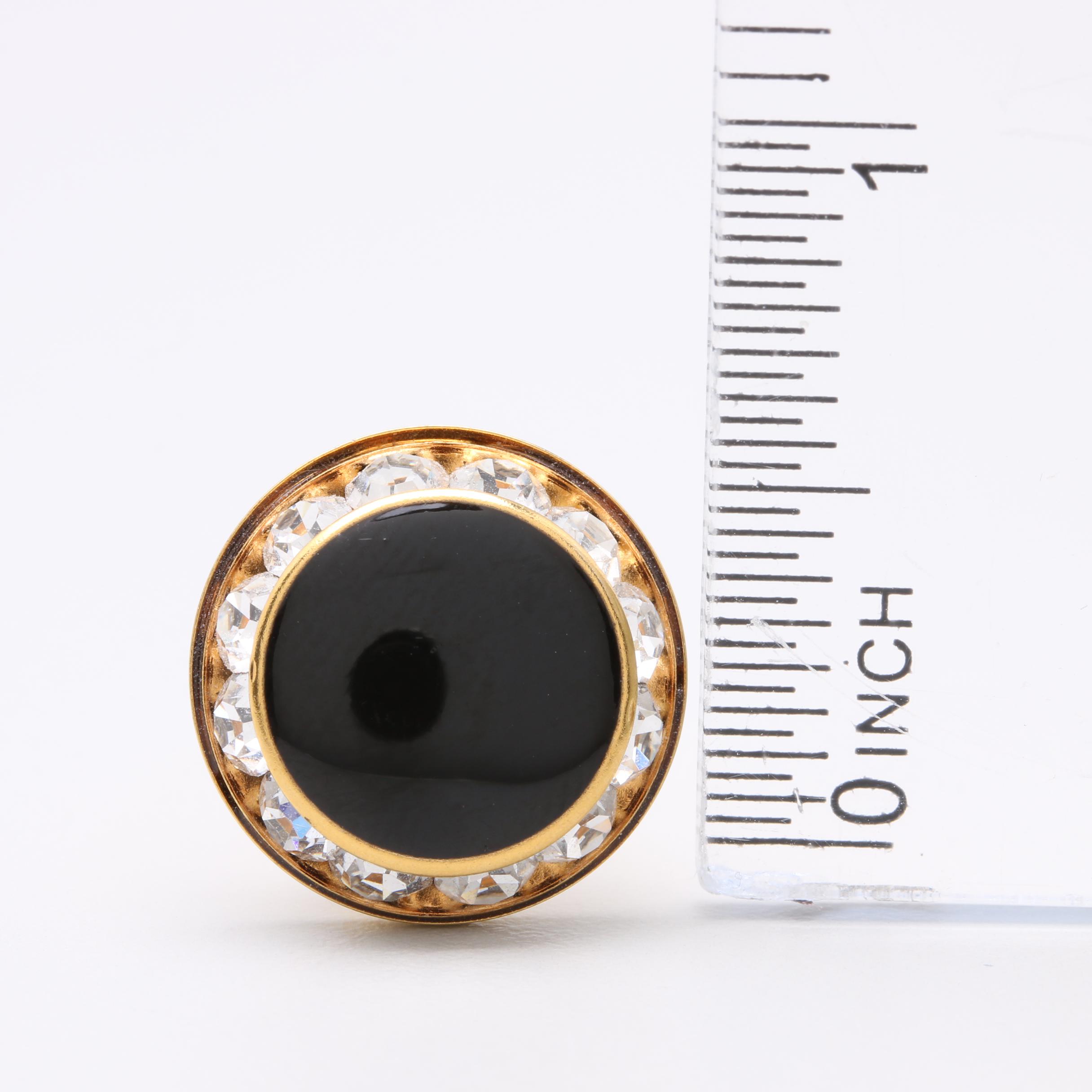 Gold Tone Black Glass Cufflinks with Foilback Accents