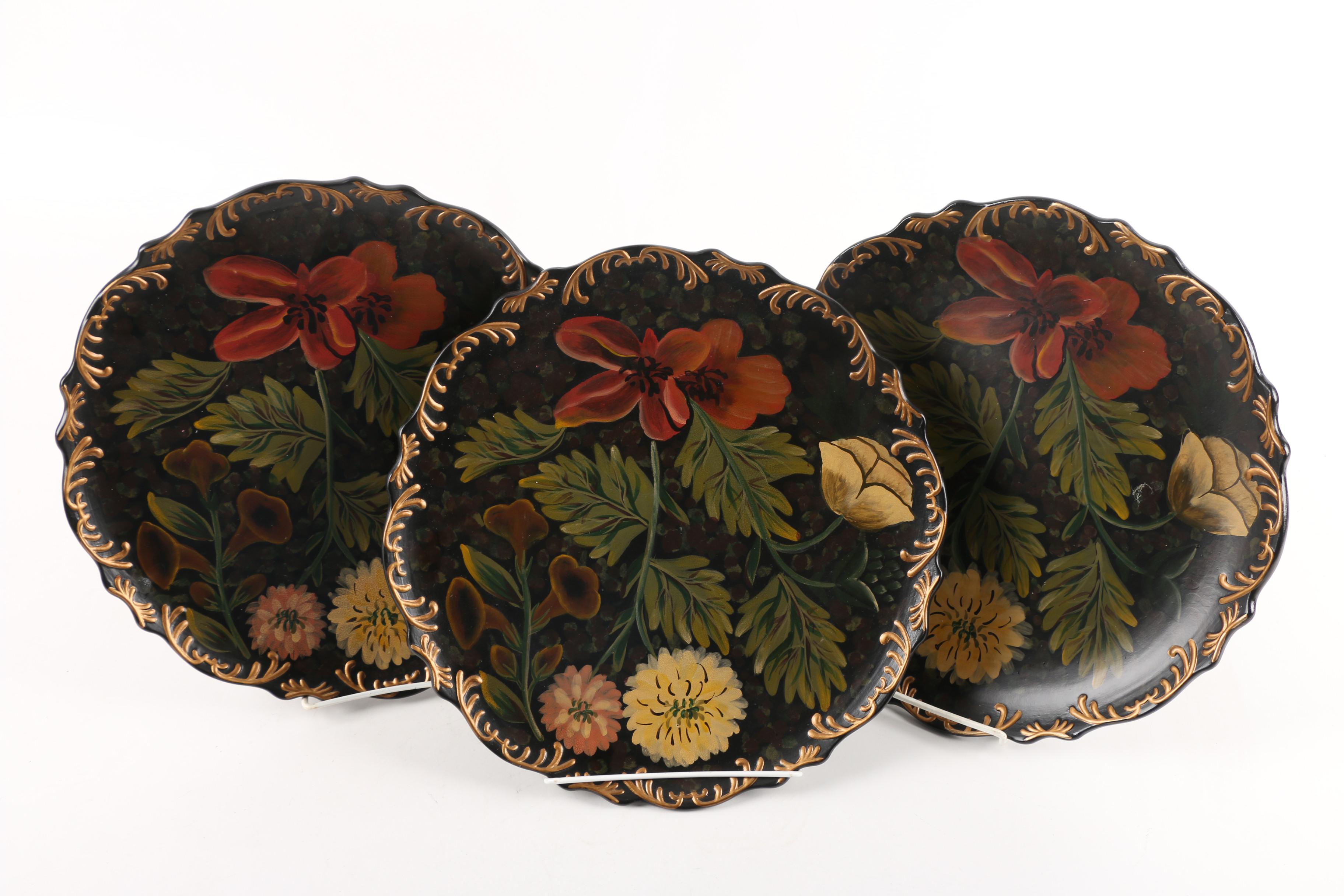 Decorative Floral and Foliate Painted Plates