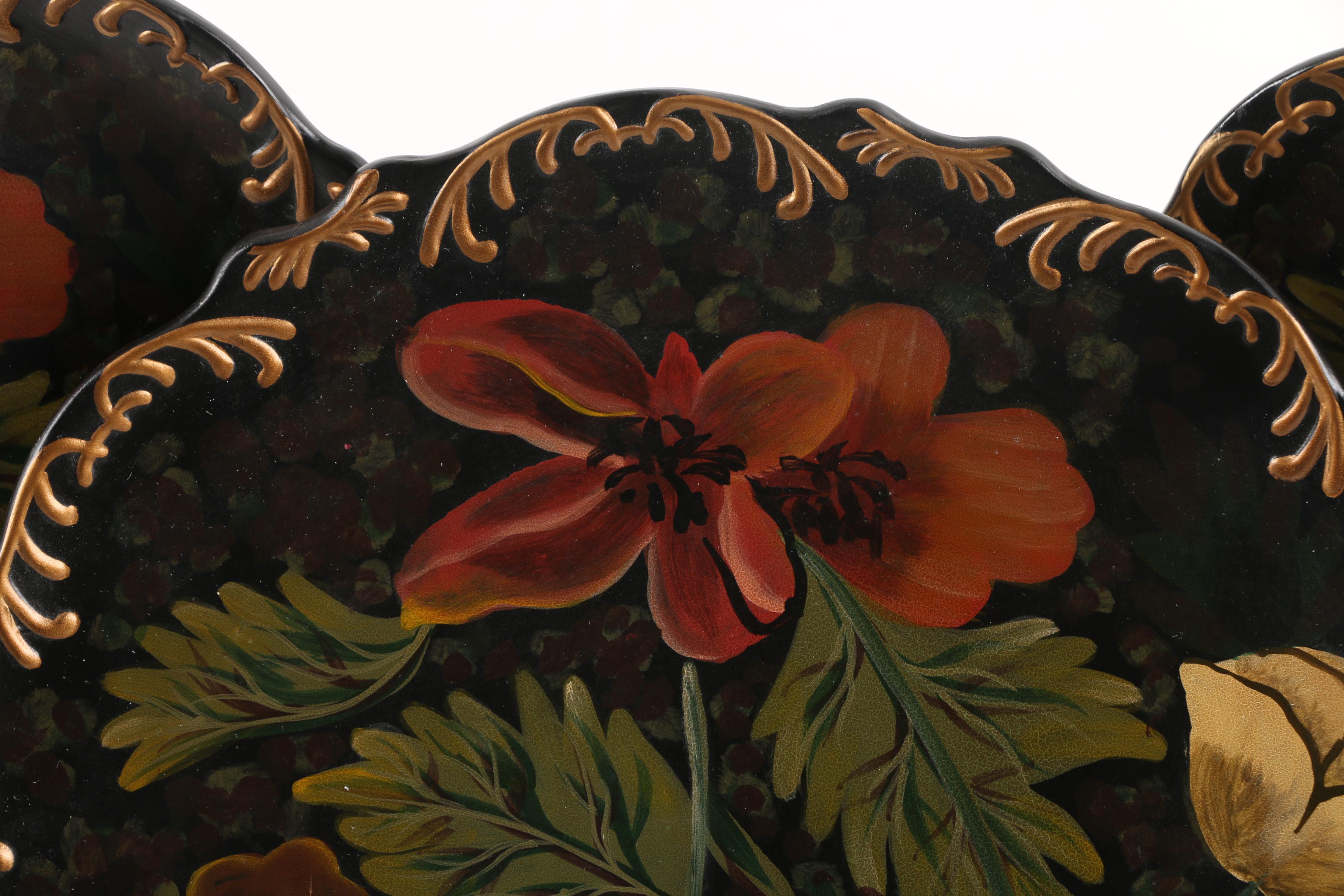 Decorative Floral and Foliate Painted Plates