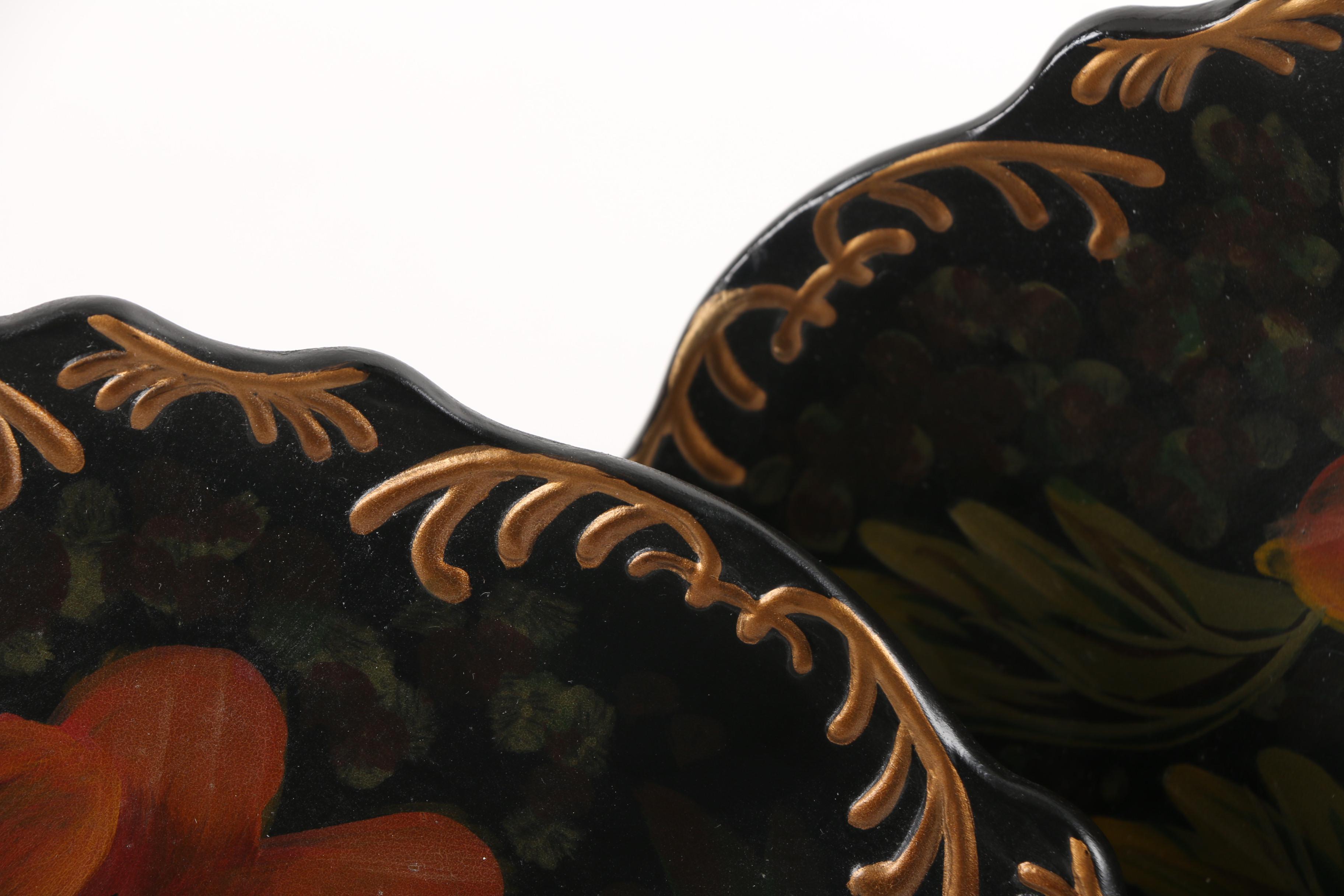 Decorative Floral and Foliate Painted Plates