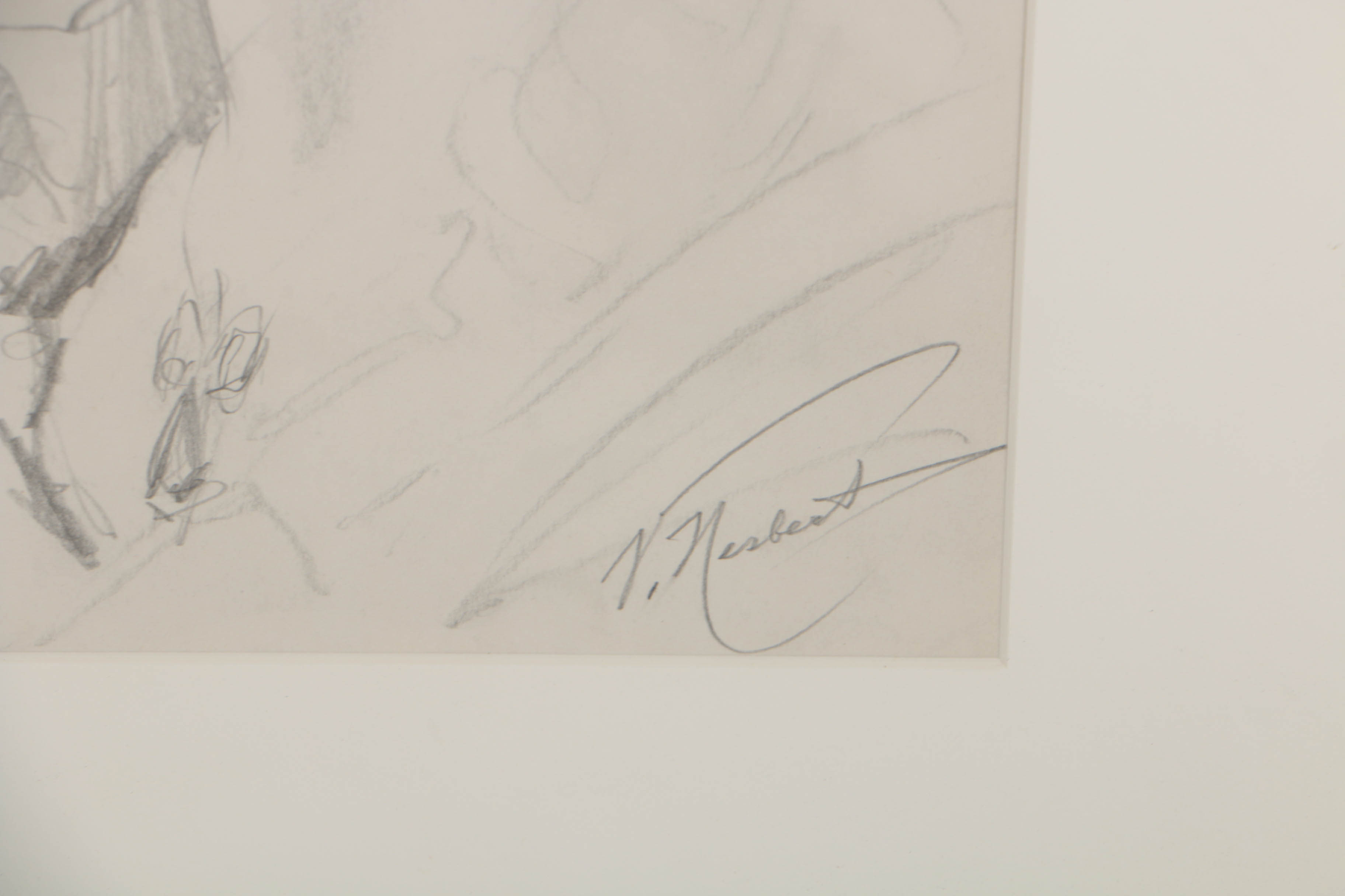 Vincent Nesbert 1950s Graphite Portrait on Paper of a Woman