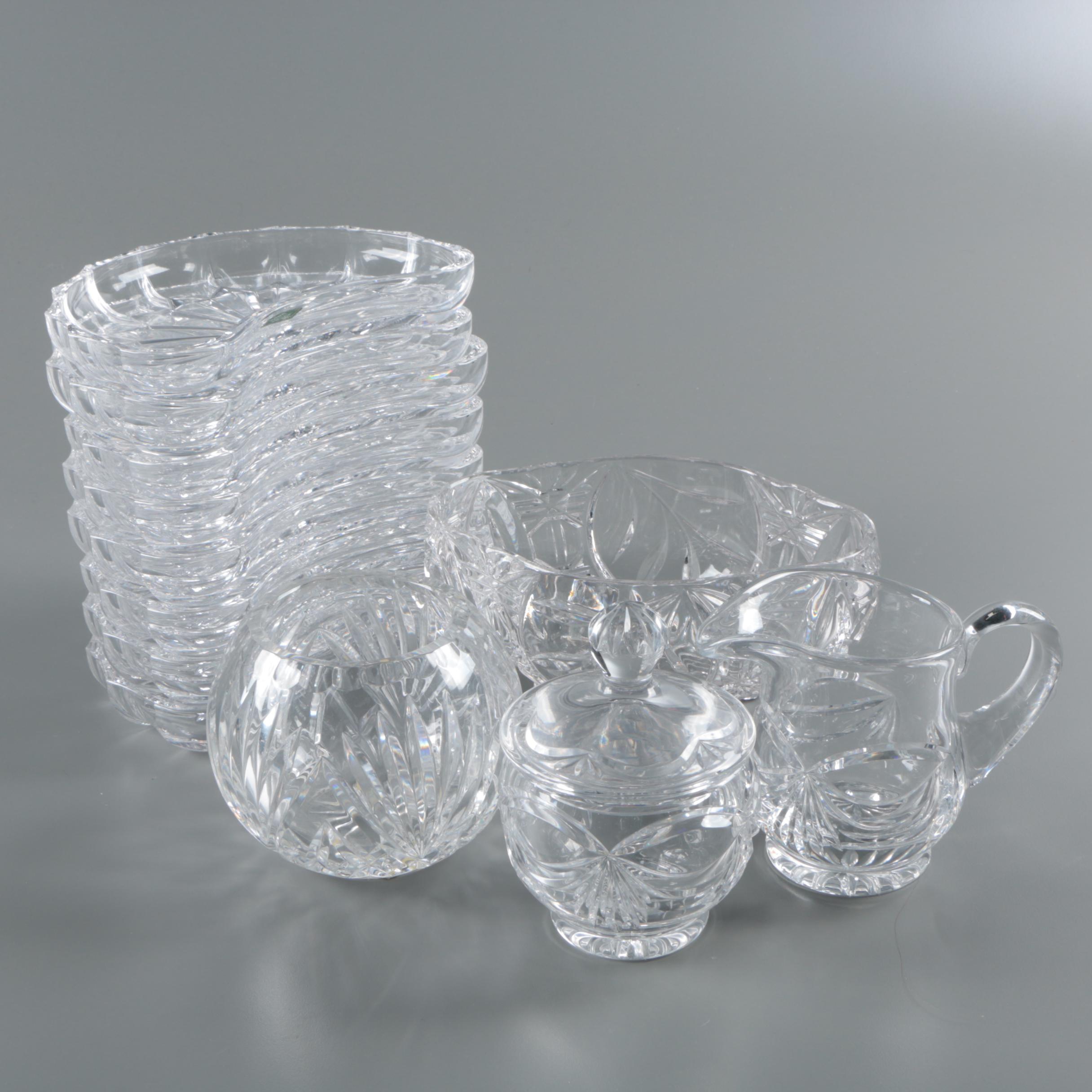 Crystal Serveware Including Shannon by Godinger Crescent Salad Plates