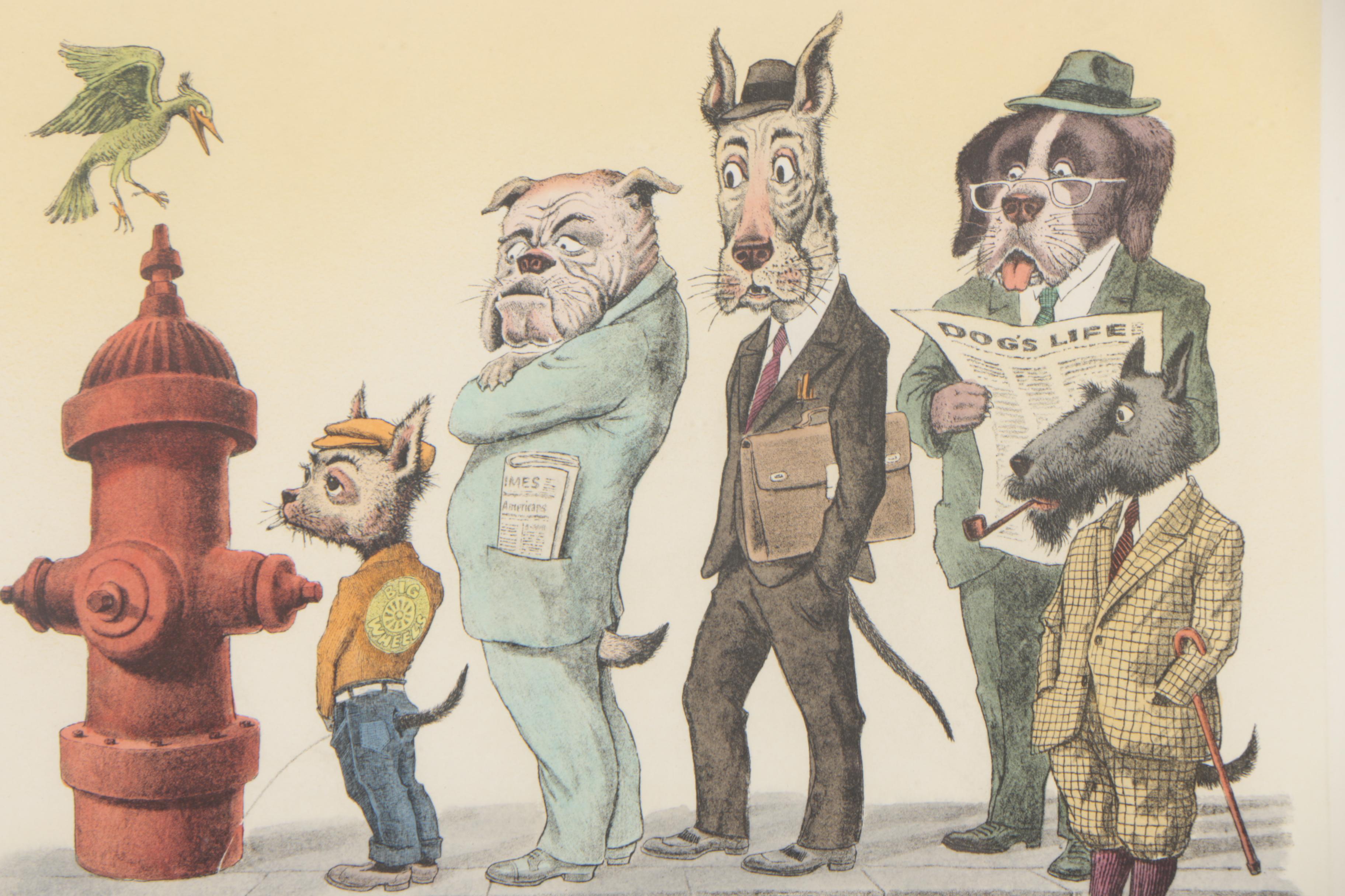 Curt Frankenstein Hand Colored Etching "The Slow - Poke"