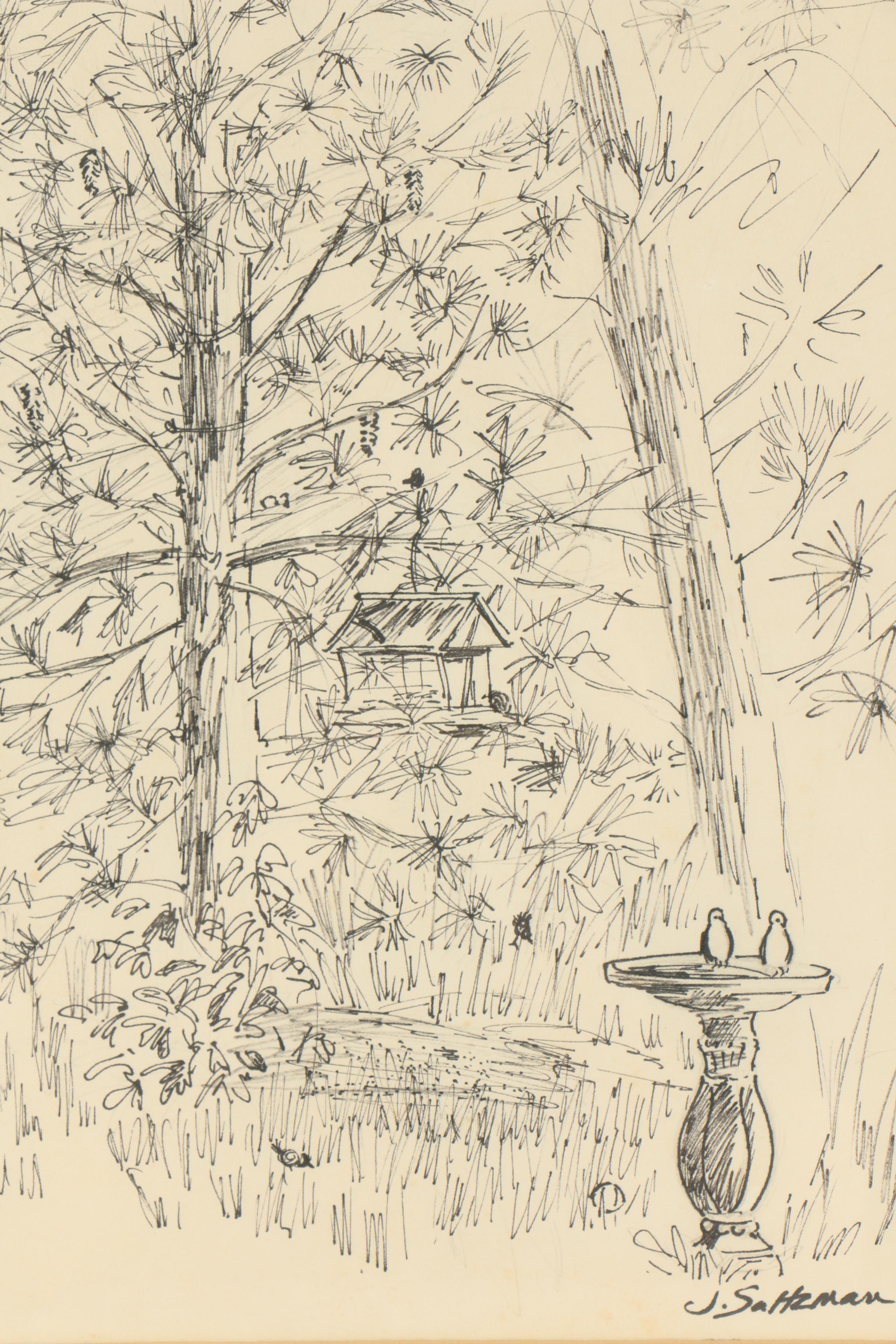 J. Saltzman Ink Drawing