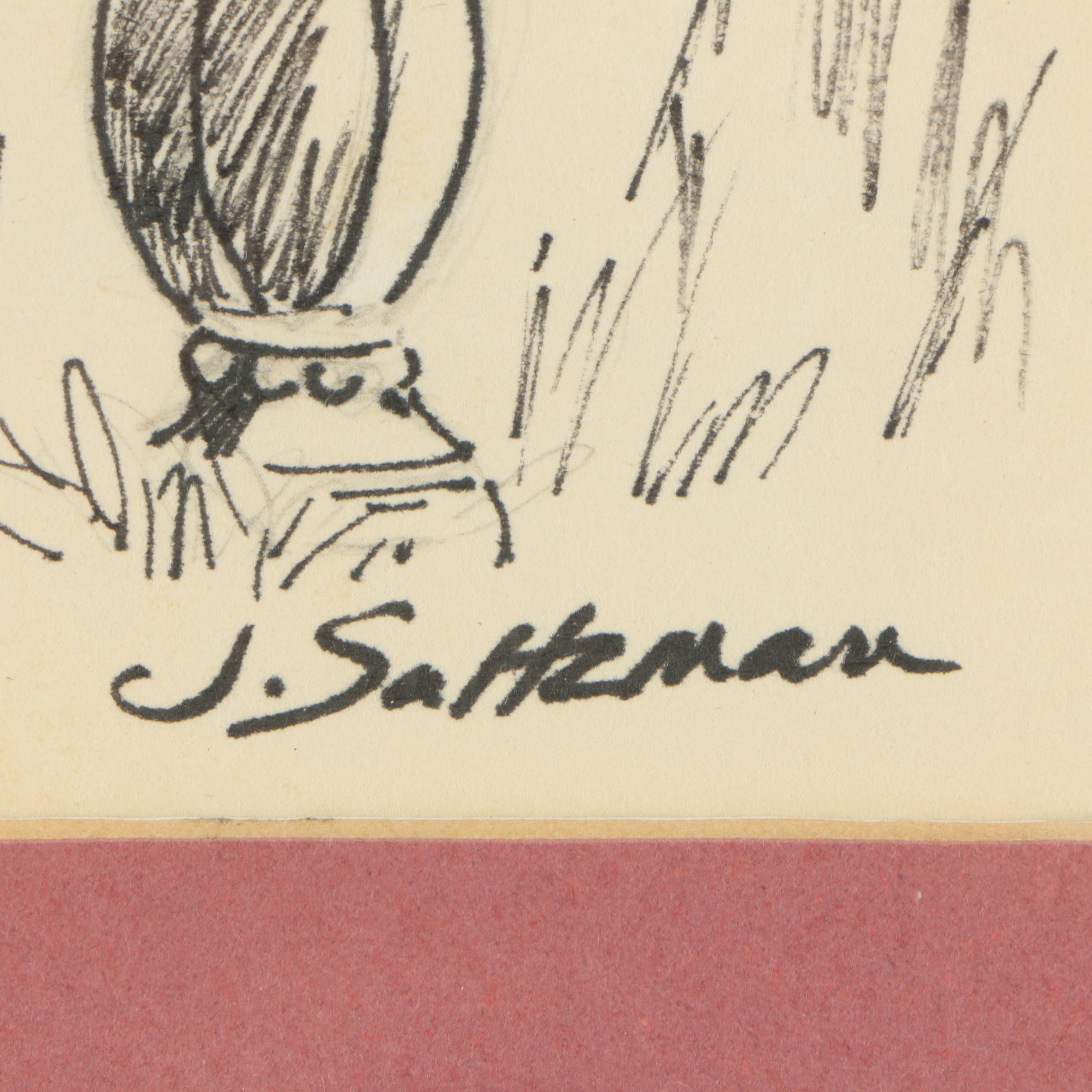 J. Saltzman Ink Drawing