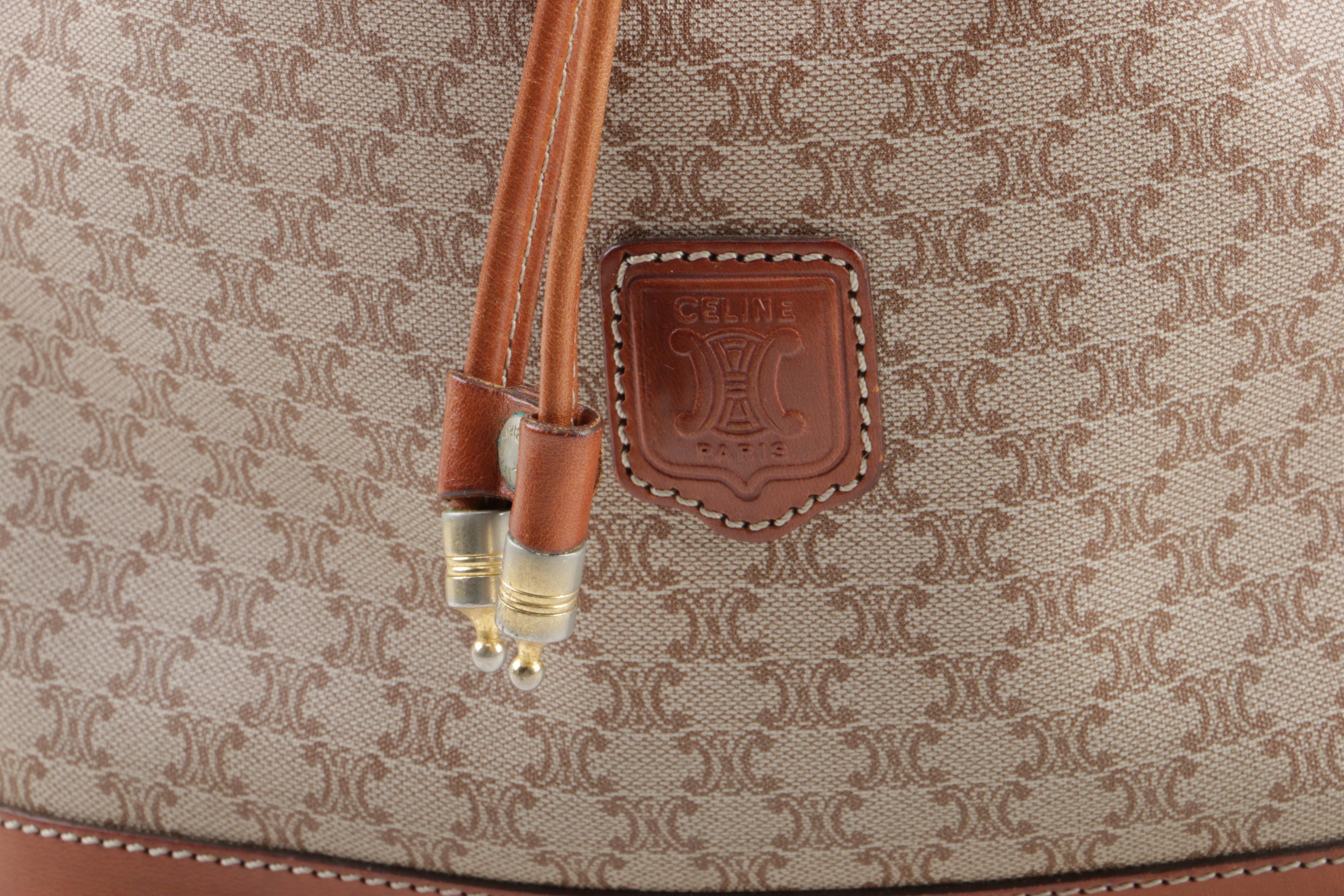 Vintage Céline Coated Canvas and Leather Bucket Bag
